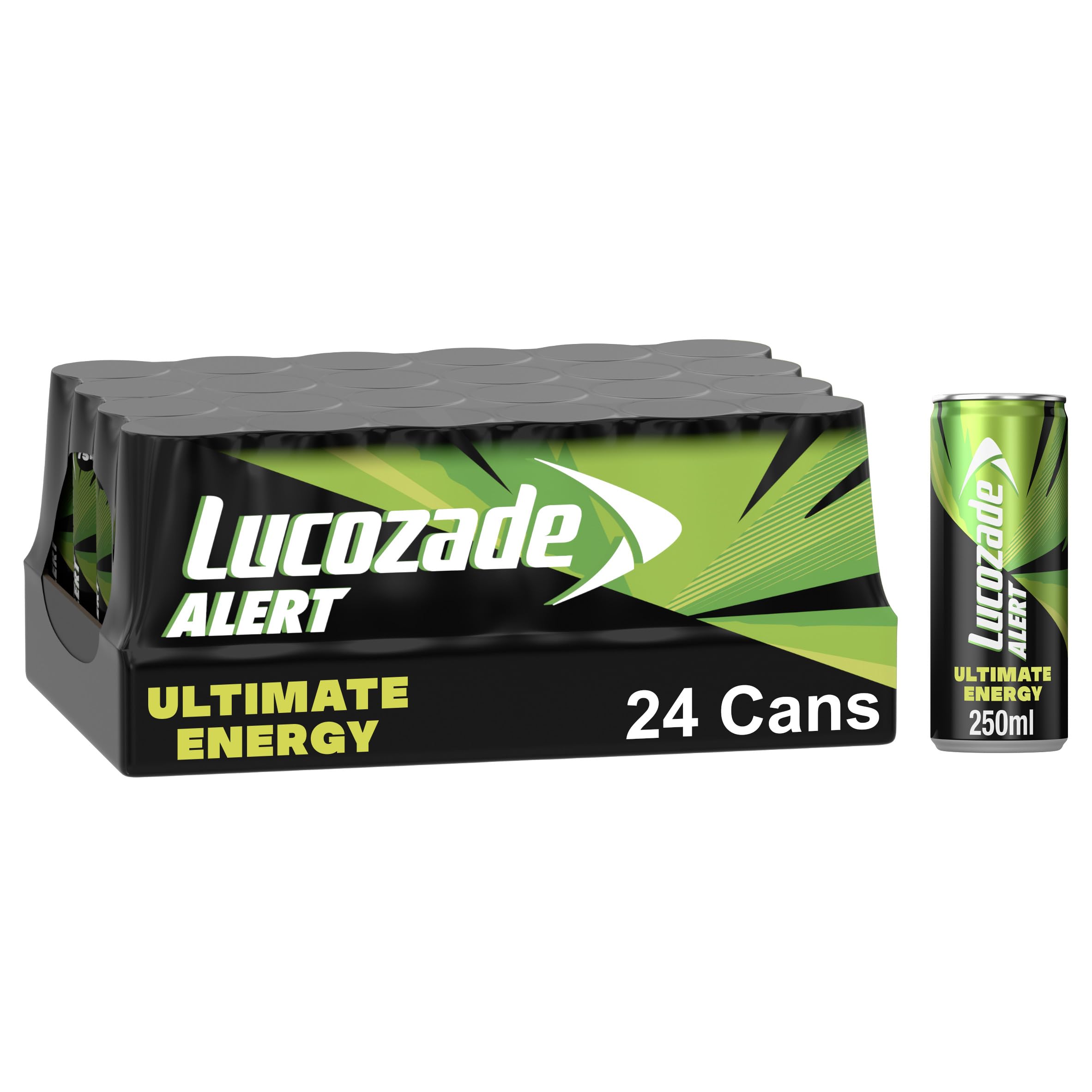 Lucozade Alert Ultimate Energy Drink with Vitamin B3, 250ml - Pack of 24