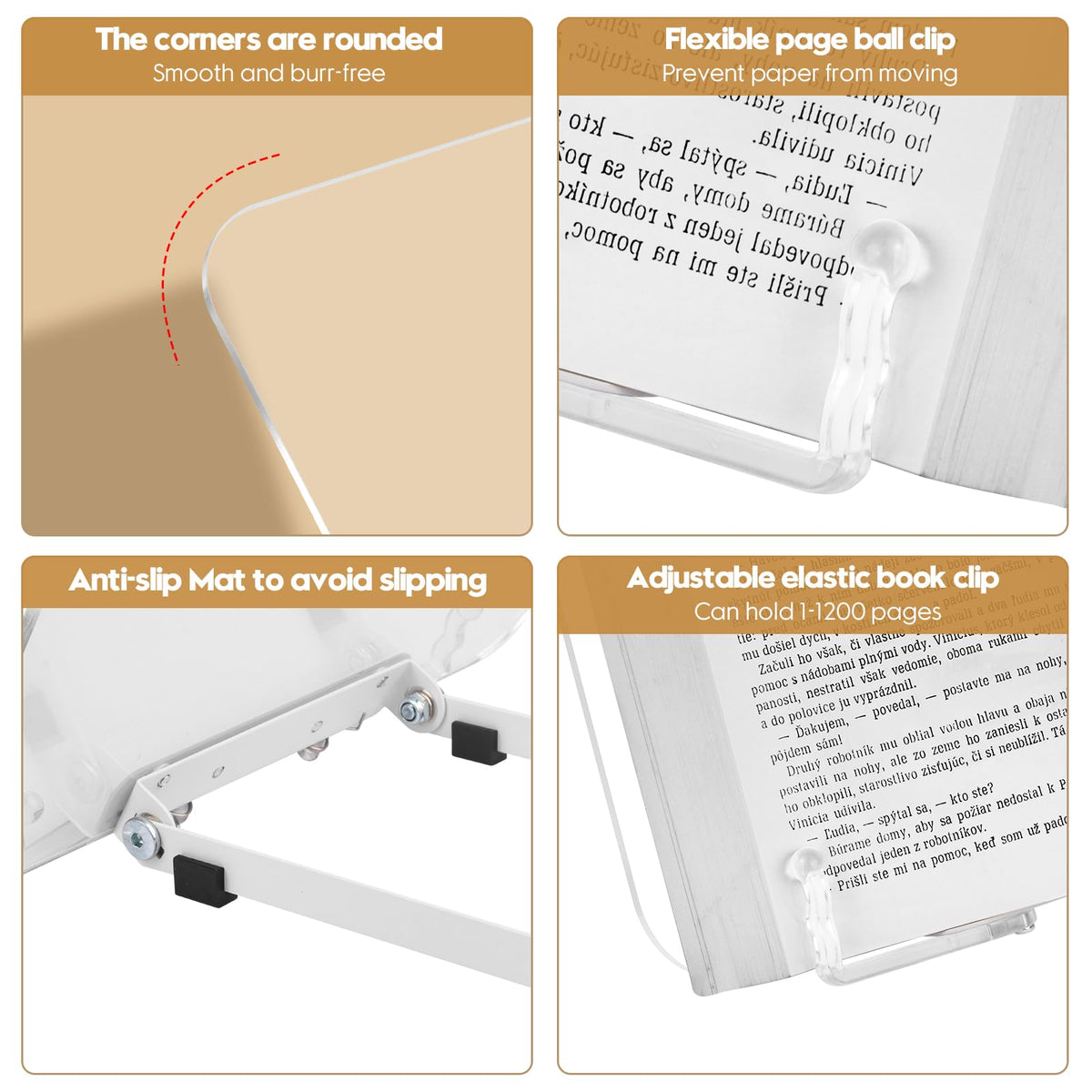 Acrykli Book Stand for Reading, MSDADA Adjustable Book Holder, Foldable Recipe Cook Book Stand for Kitchen - image 3