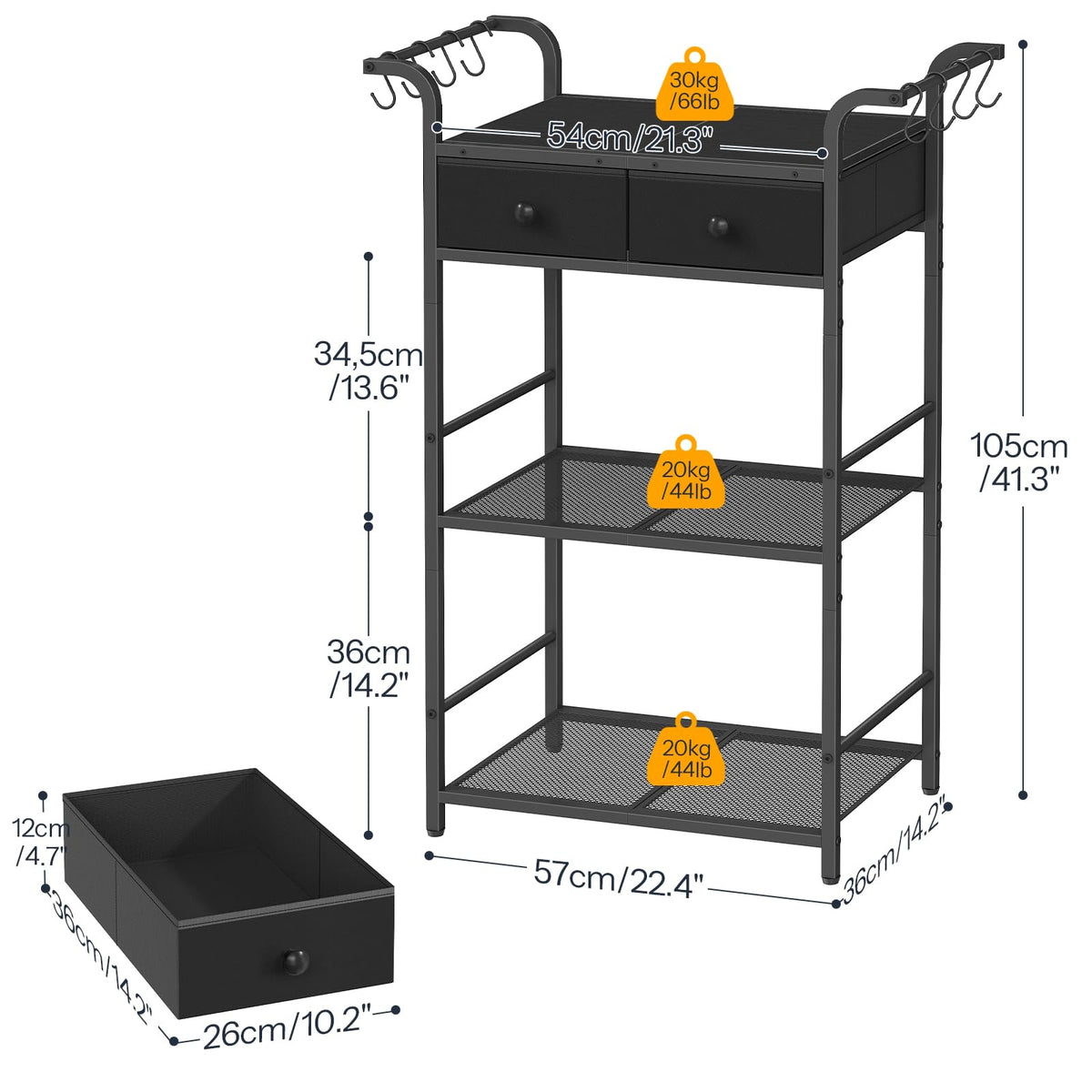 HOOBRO 3-Tier Bakers Rack, Microwave Stand, Coffee Bar Station with Storage - image 2