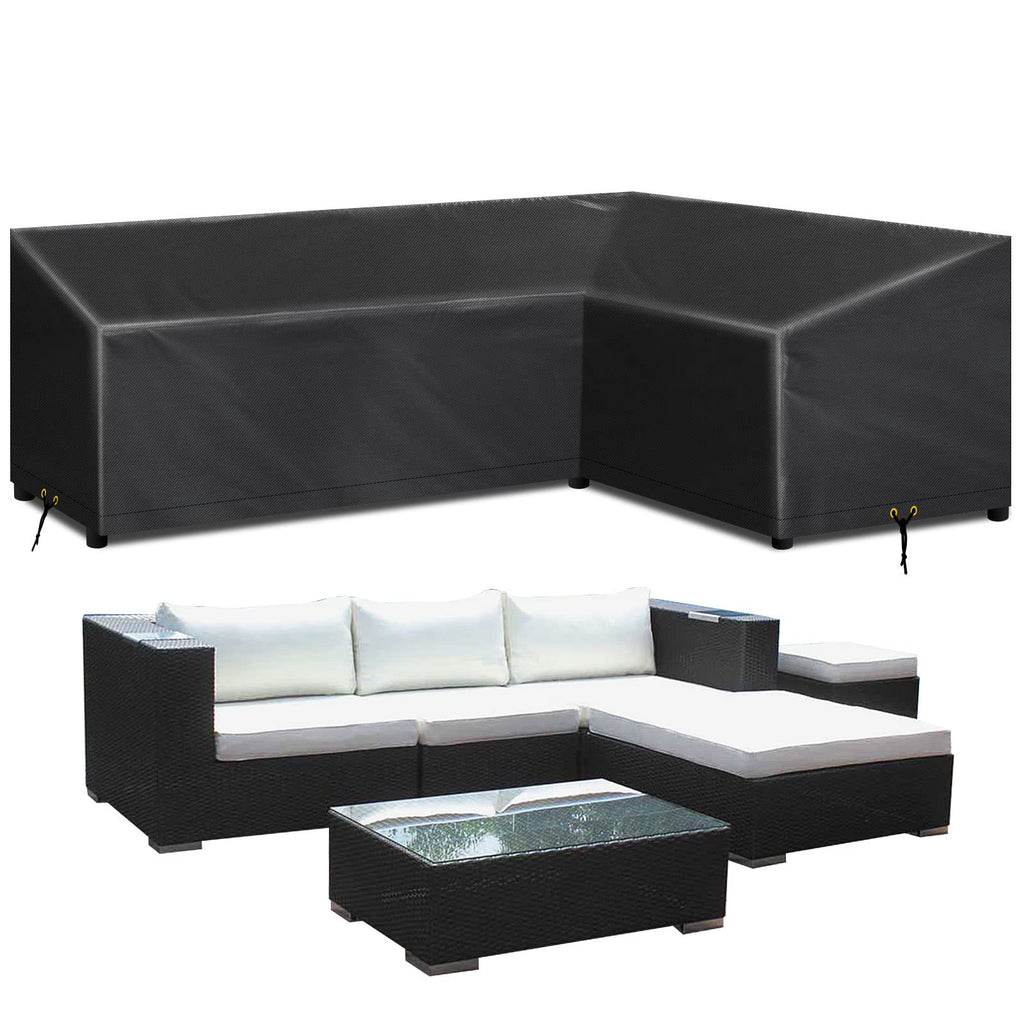 RICHIE L-Shape Garden Furniture Cover – Waterproof 420D Oxford Rattan Sofa