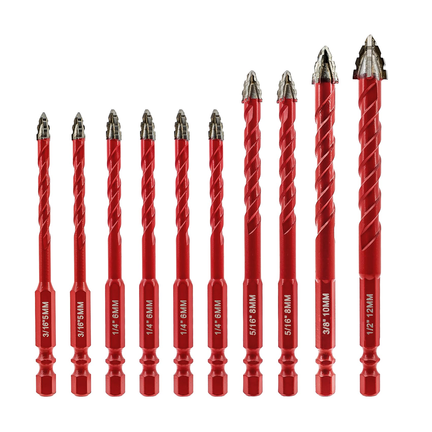 FOCSTOL 10pcs Serrated Masonry Drill Bit Set for Concrete & Tile