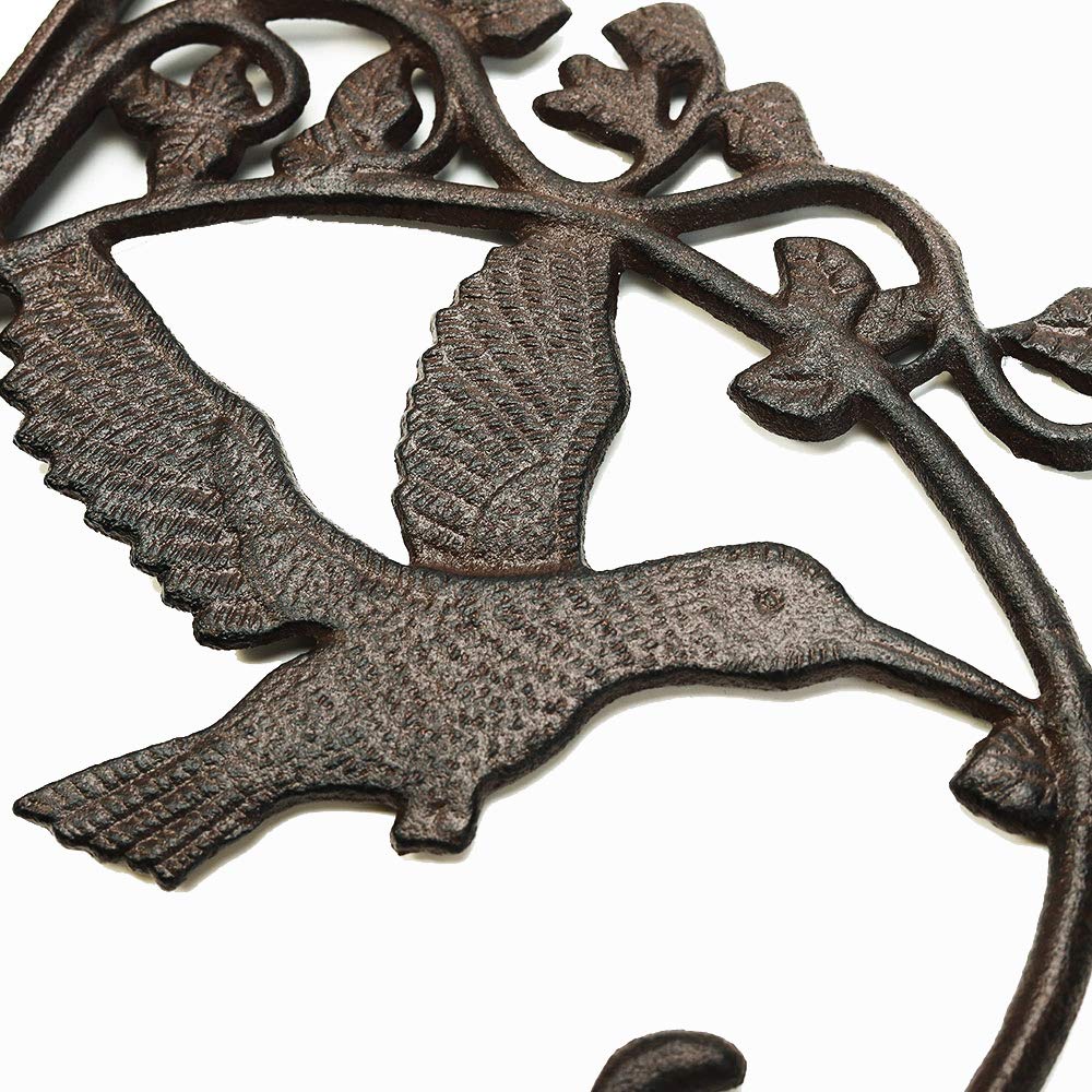 Sungmor Cast Iron Plant Hanger Hooks | 2PC Hummingbird Wall Brackets
