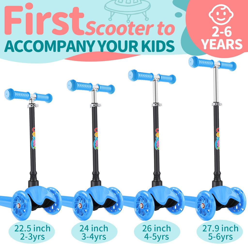 BELEEV 3 Wheel Scooter for Kids Ages 2-6 | Light-Up Wheels & Adjustable Height