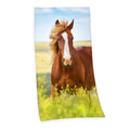 Herding Horse Motif Cotton Bath Towel – Multicoloured, 75 x 150 cm