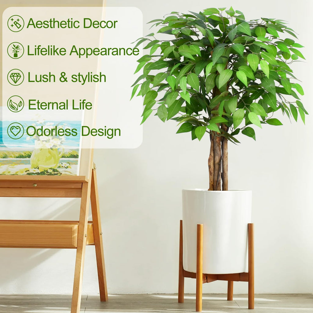Keeplush 3ft Artificial Ficus Tree with Natural Wood Trunks - Set of 2
