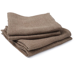 HSOFTIFY 100% Pure Linen Washcloths with Waffle Weave 4 Pack, Coffee - image 1