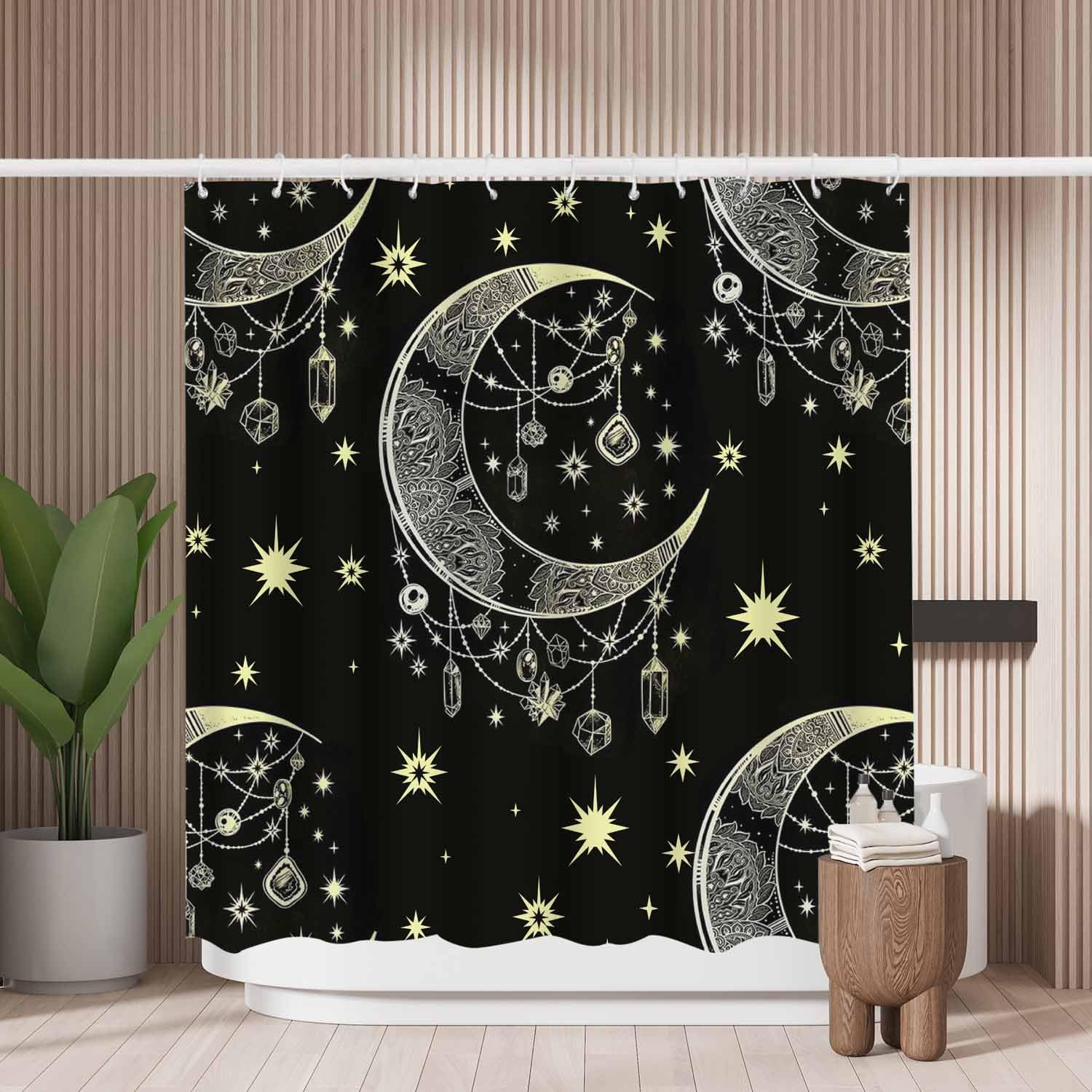 Woutay Moon Shower Curtain | Mold Resistant Waterproof Polyester Fabric