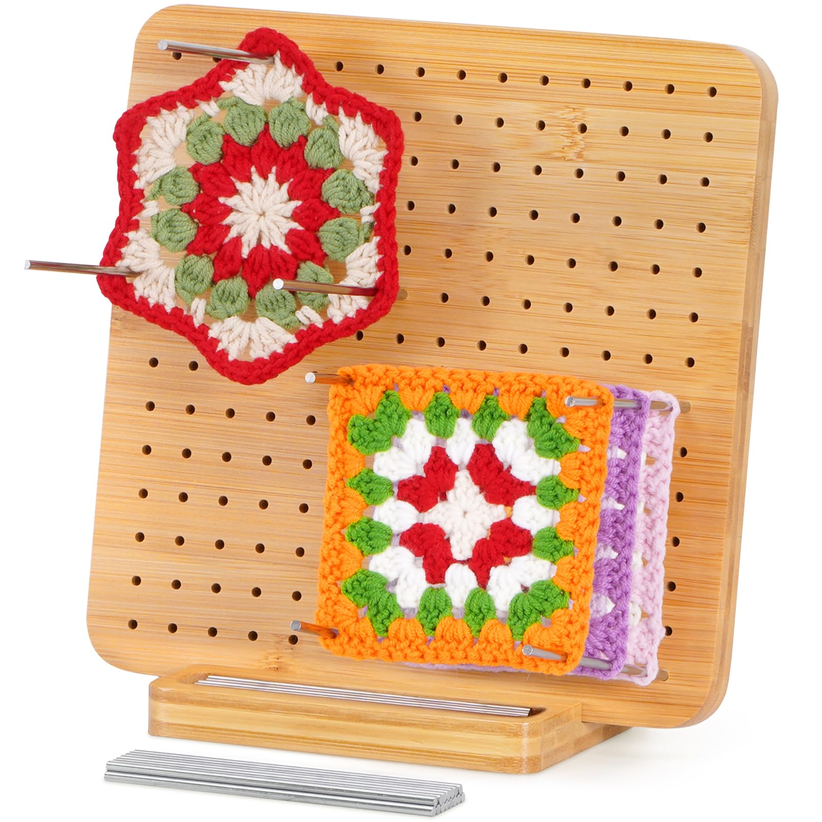 Lifewit Bamboo Crochet Blocking Board with 20 Pegs for Granny Squares