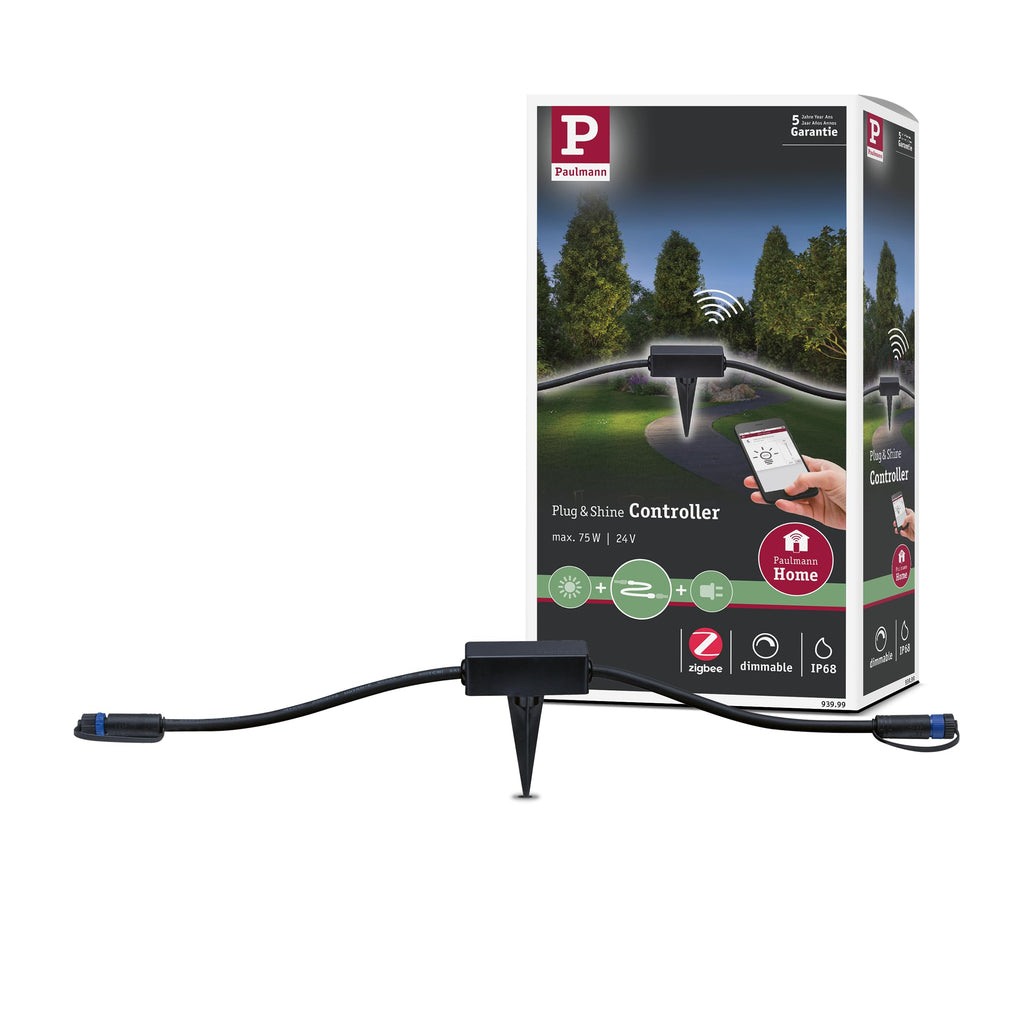 Paulmann Plug & Shine Zigbee Outdoor Controller | Dimmable 75W Black