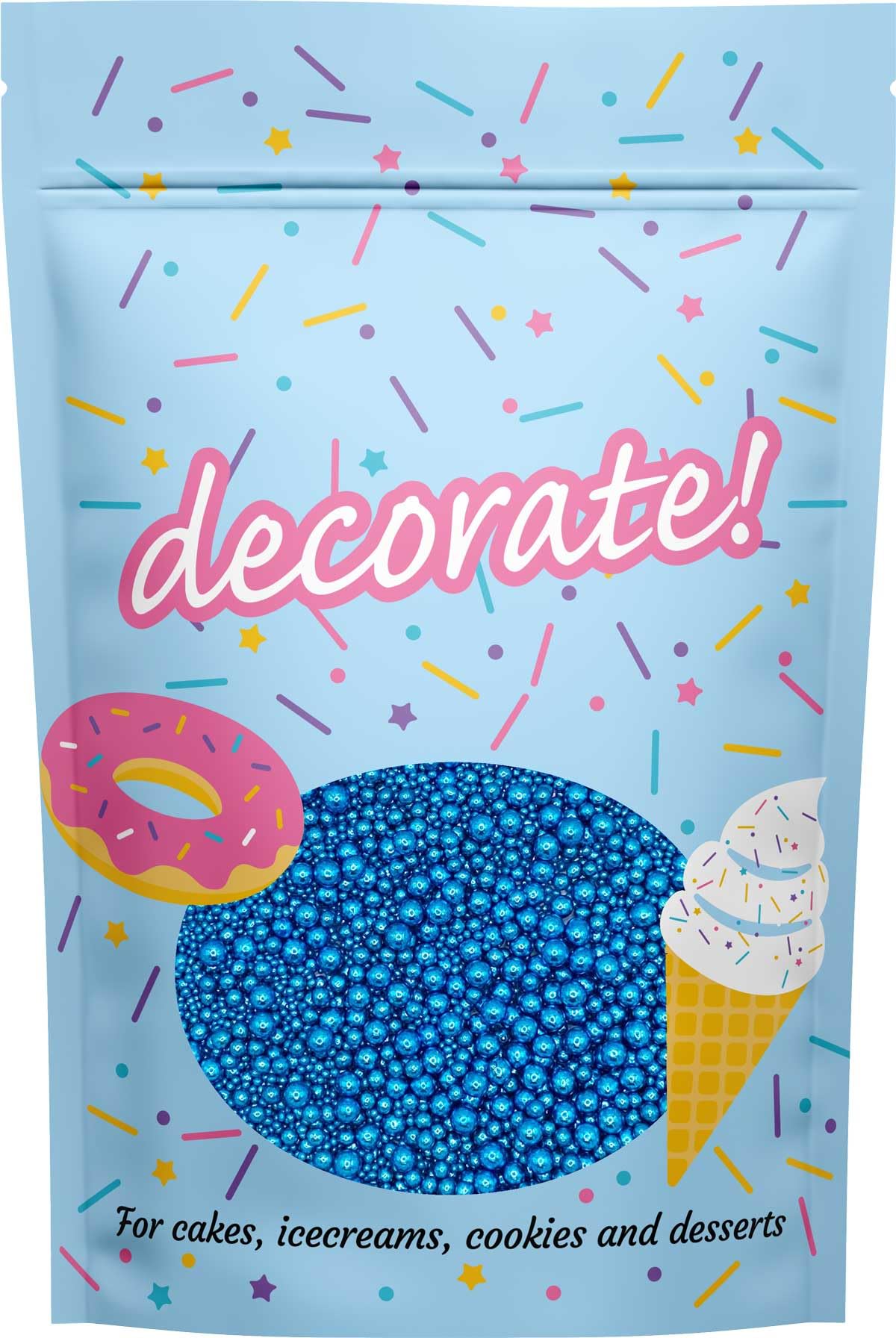 Blue Edible Pearl Sprinkles – 500g High Shine Cake Toppers