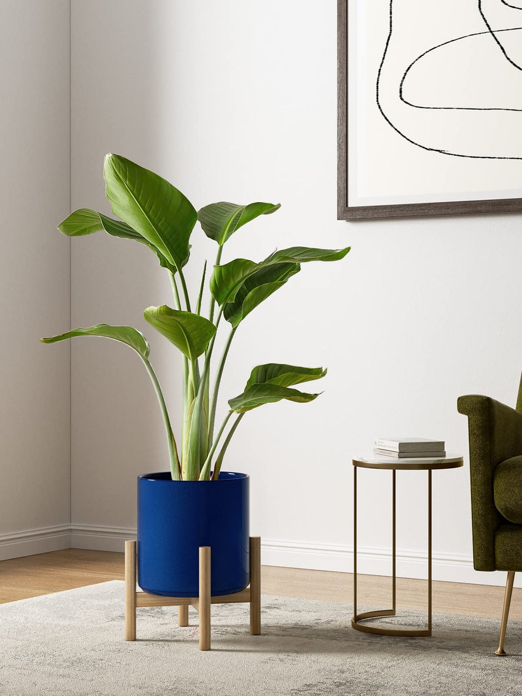 LE TAUCI Ceramic Planters Set of 3 | Mid-Century Indoor Pots with Drainage