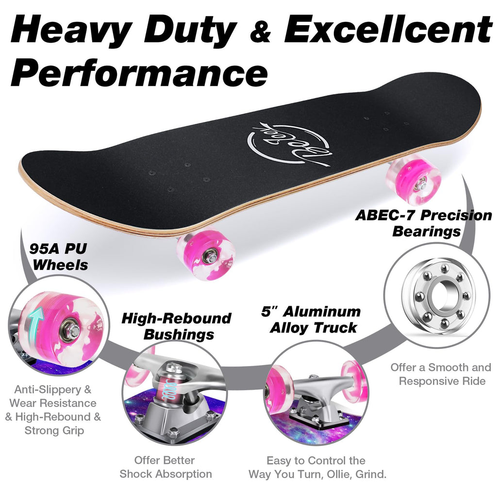BELEEV Complete Skateboard | 31x8 Inch 7-Layer Canadian Maple Deck