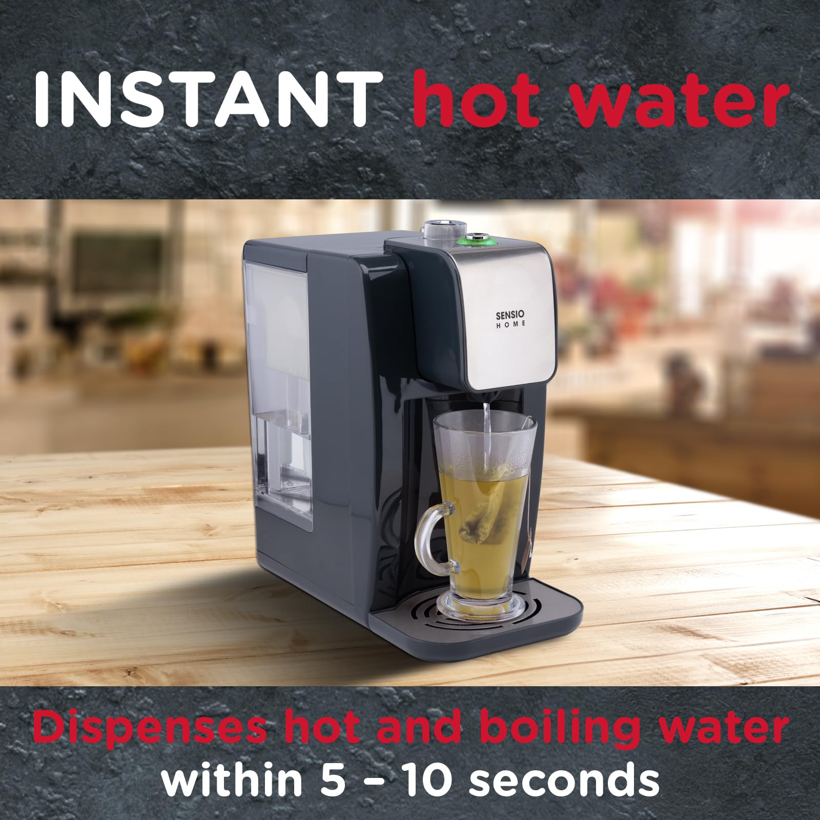 Sensio Home Instant Hot Water Dispenser – 2.2L Filtered Kettle, Grey