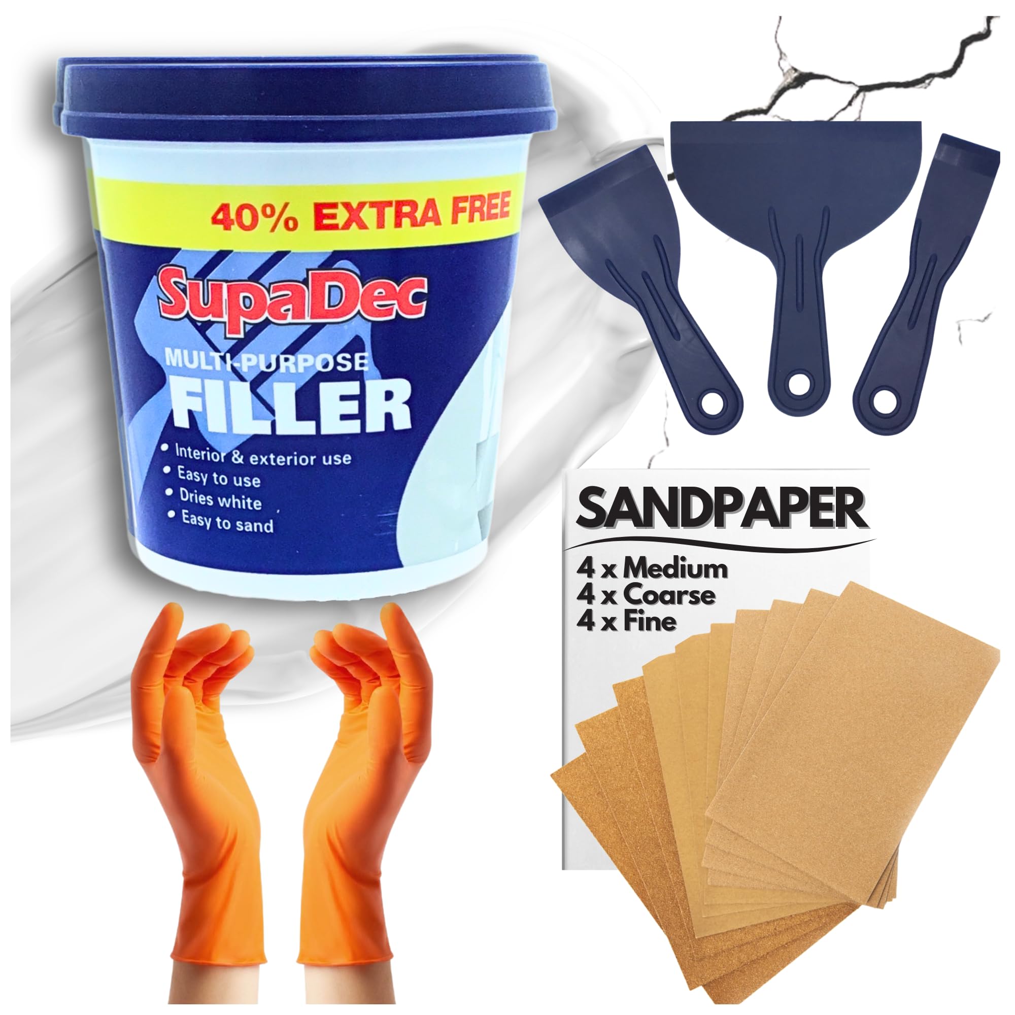 Jolof Store Wall Repair Kit - 1.4kg Ready Mixed Filler with Sandpaper