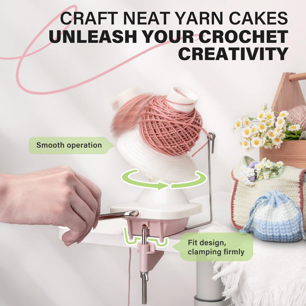INMAKER Yarn Winder and Swift Combo | Pink ABS Plastic Crochet Tool