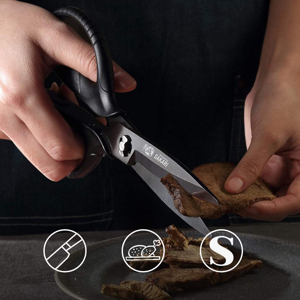MITSUMOTO SAKARI Japanese Kitchen Scissors | Black Titanium Shears