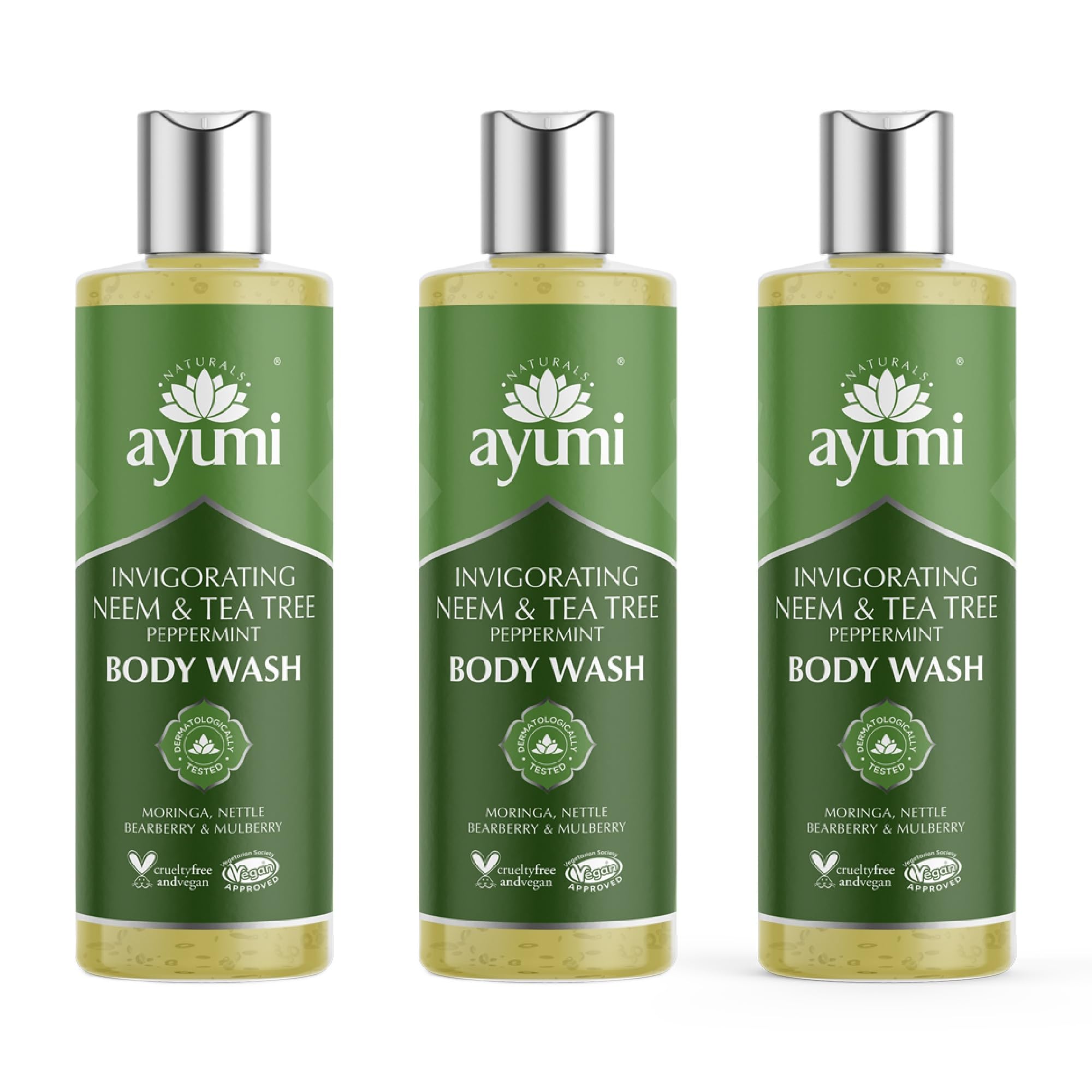Ayumi Neem & Tea Tree Body Wash for Oily Skin and Acne – 3x250ml