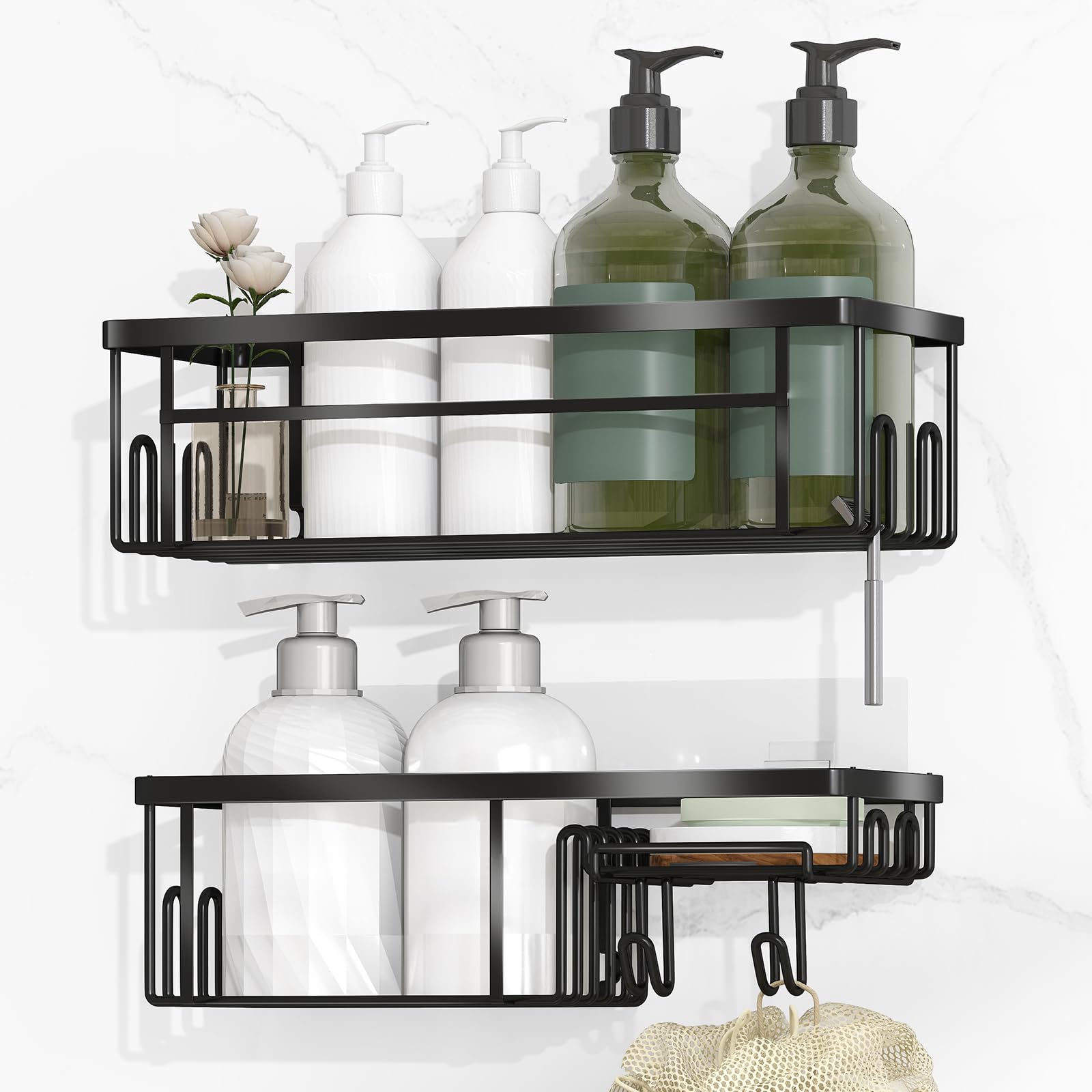 Alyvisun 2-Pack Stainless Steel Shower Caddy | Rustproof Adhesive Shelves