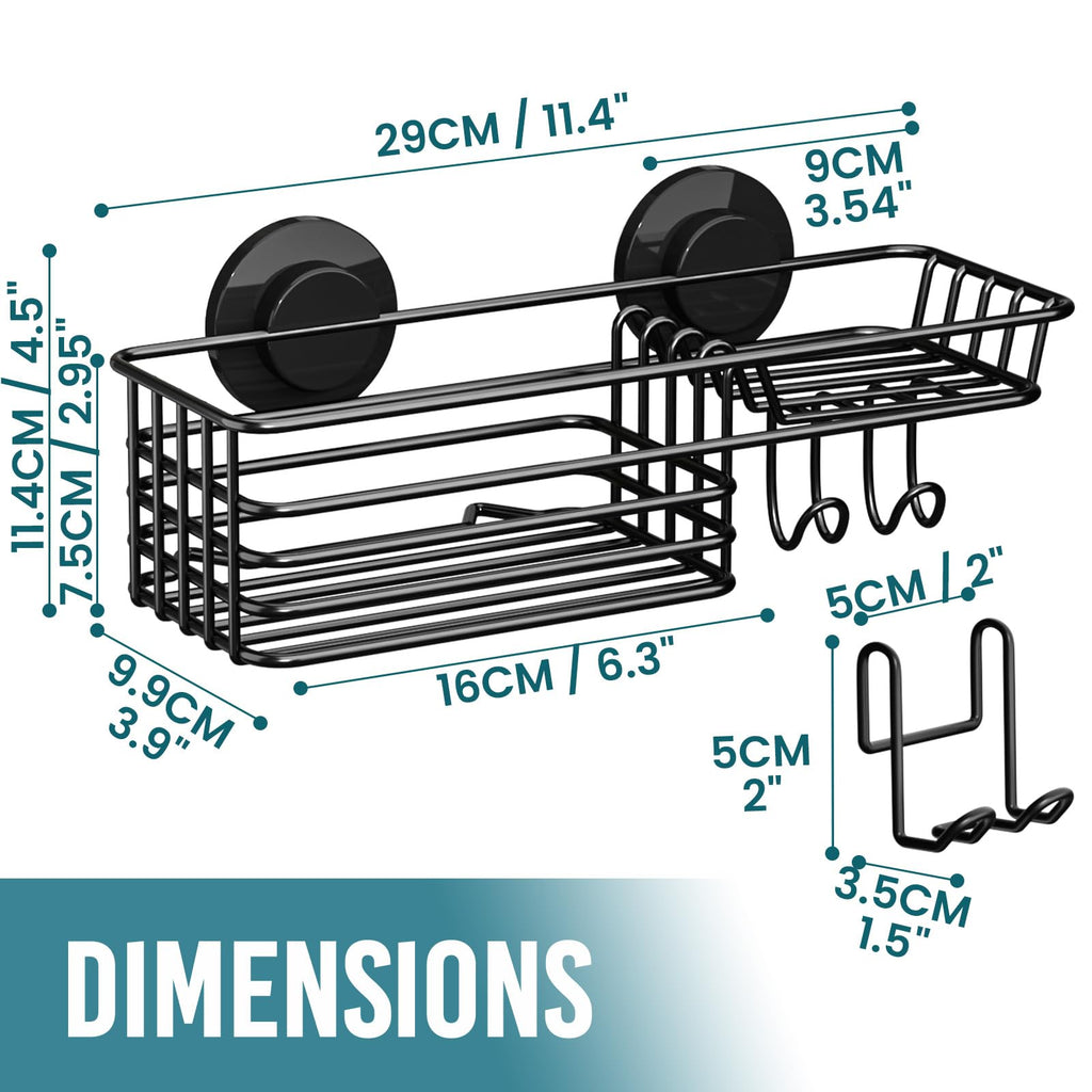 TAILI Suction Shower Caddy Stainless Steel Rustproof Suction Cup, Black - image 3
