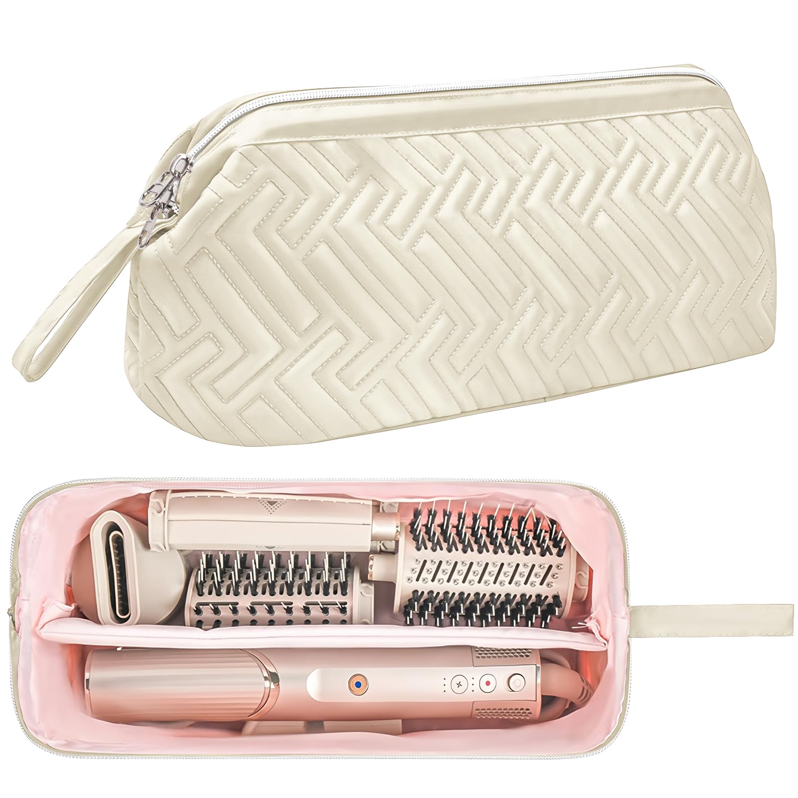 Rodison Travel Hair Tool Storage Bag for Dyson & Shark - Pale Champagne