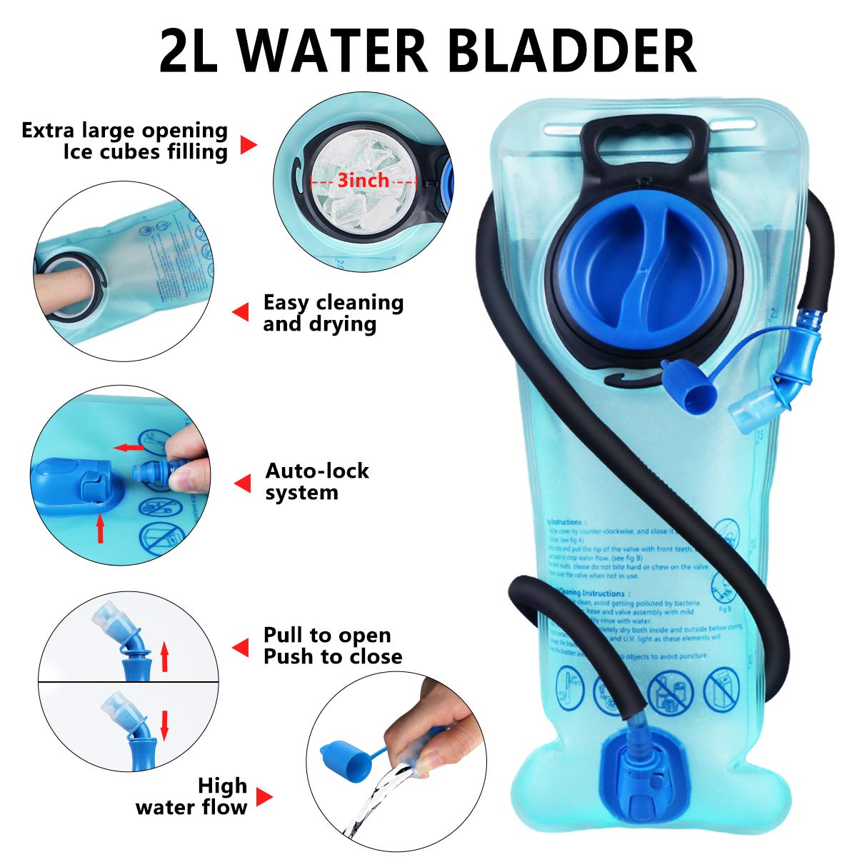 Lunidry Insulated Hydration Backpack | 2L Leak-Proof Water Bladder Daypack