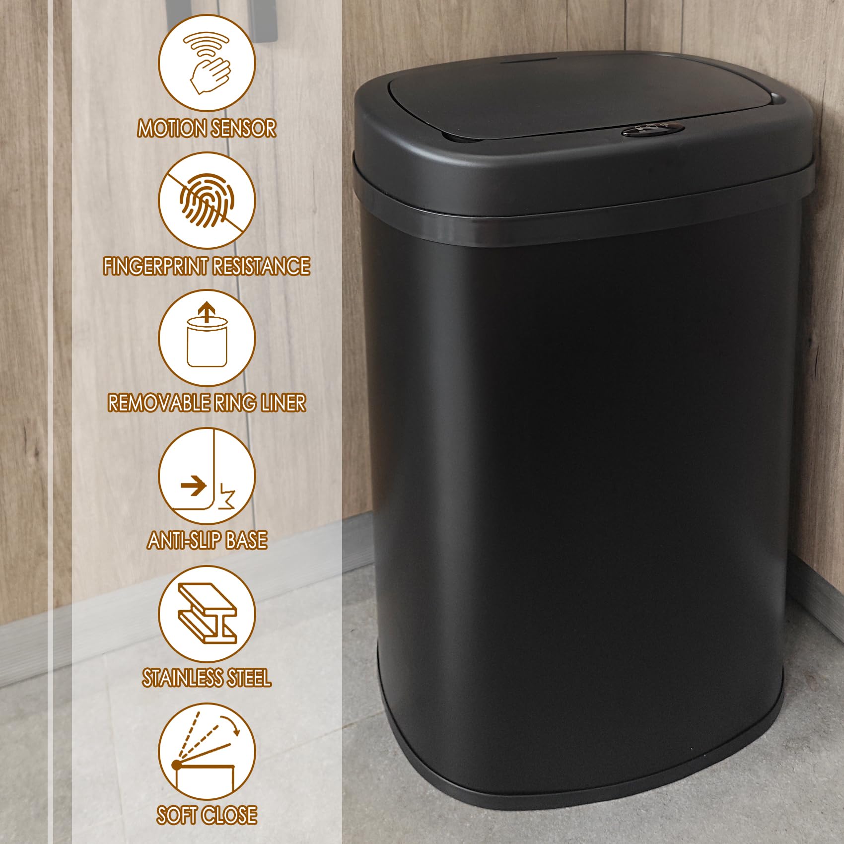 display4top 58L Stainless Steel Automatic Touchless Sensor Trash Can