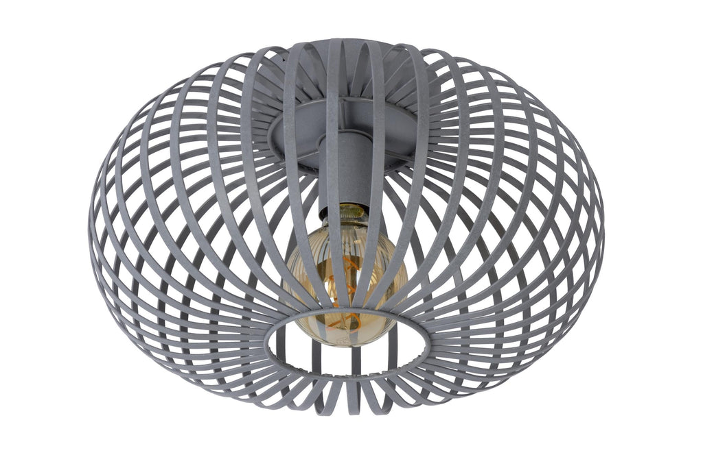 Lucide Manuela Flush Ceiling Light – 39.5cm Grey Metal Fixture