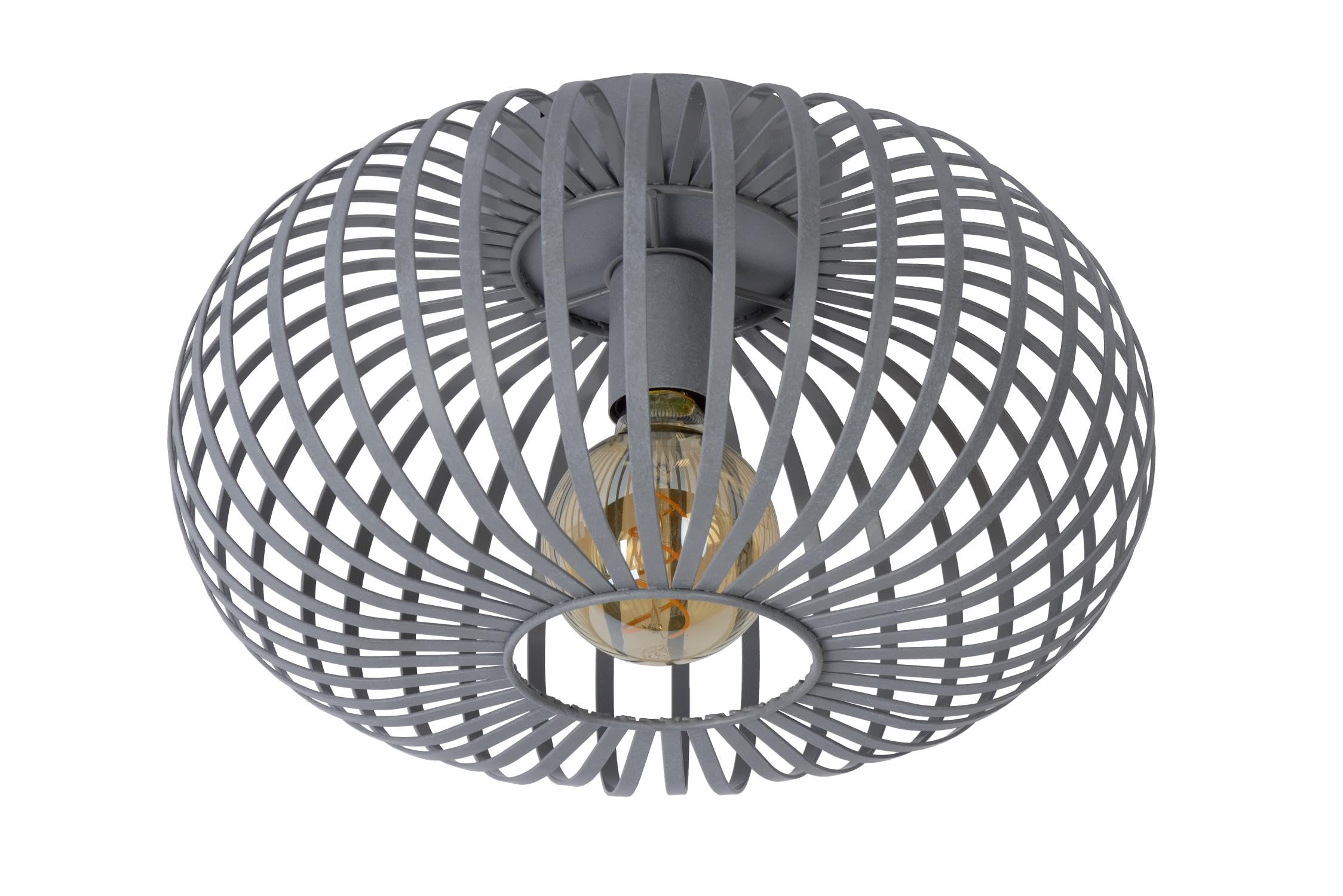 Lucide Manuela Flush Ceiling Light – 39.5cm Grey Metal Fixture