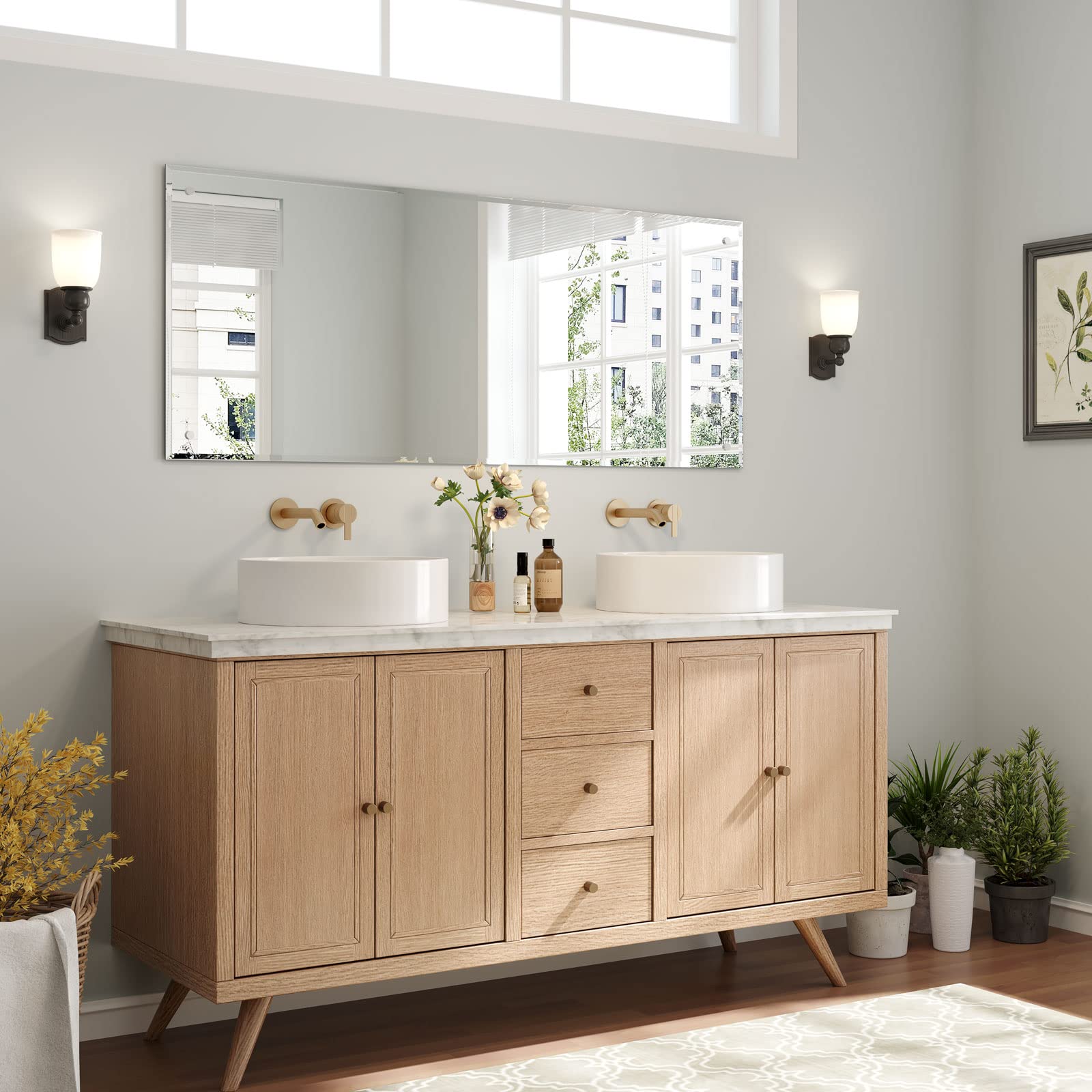 Dripex Frameless Rectangle Wall Mirror | 110x45cm Bevelled Edge Glass