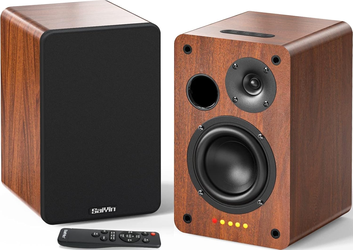 Saiyin Active Bookshelf Speakers | 80W Bluetooth 5.3 with 4 Inch Woofer