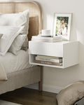 HEYZOEY Floating Nightstand – Modern White Wall Mounted Bedside Table