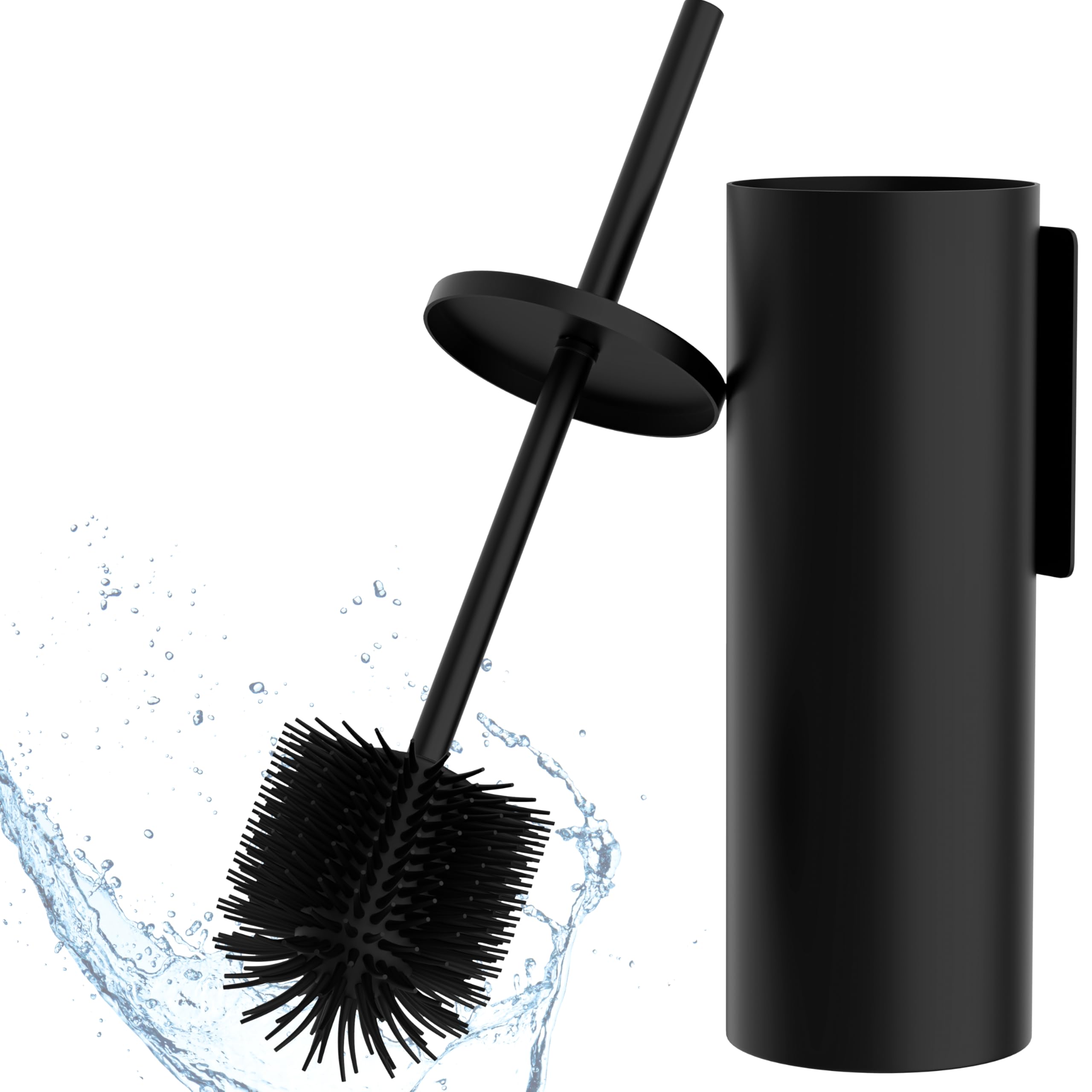 Hovea Wall Mounted Toilet Brush Set - 2 Pack Silicone & Matte Black Metal