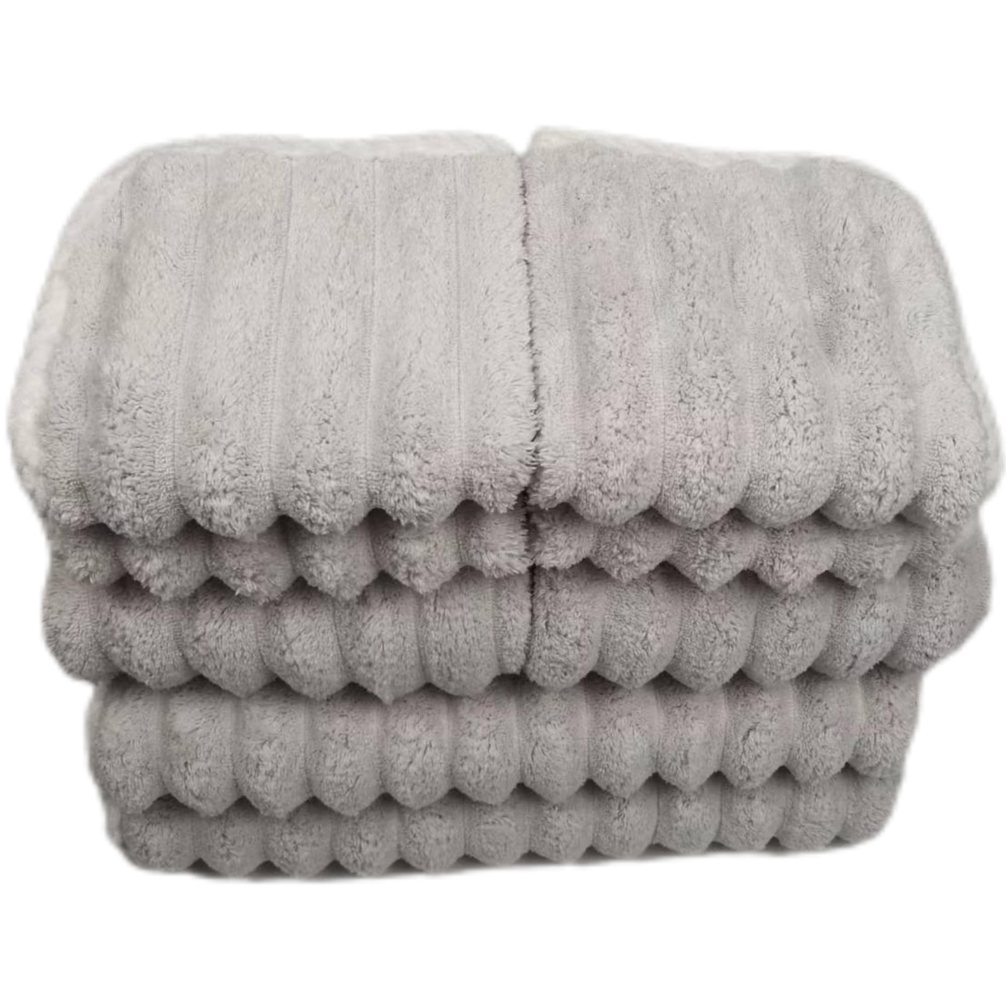 8-Piece Microfiber Ribbed Bath Towel Set – Grey