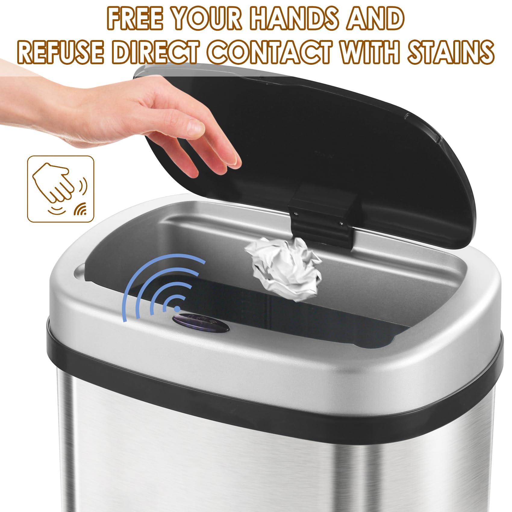 display4top 58L Stainless Steel Automatic Touchless Sensor Trash Can