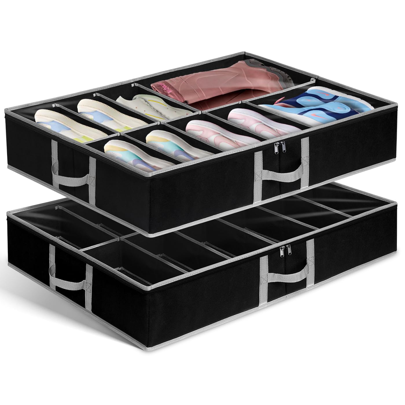 Under Bed Shoe Storage Organiser – 2 Pack, Fits 24 Pairs