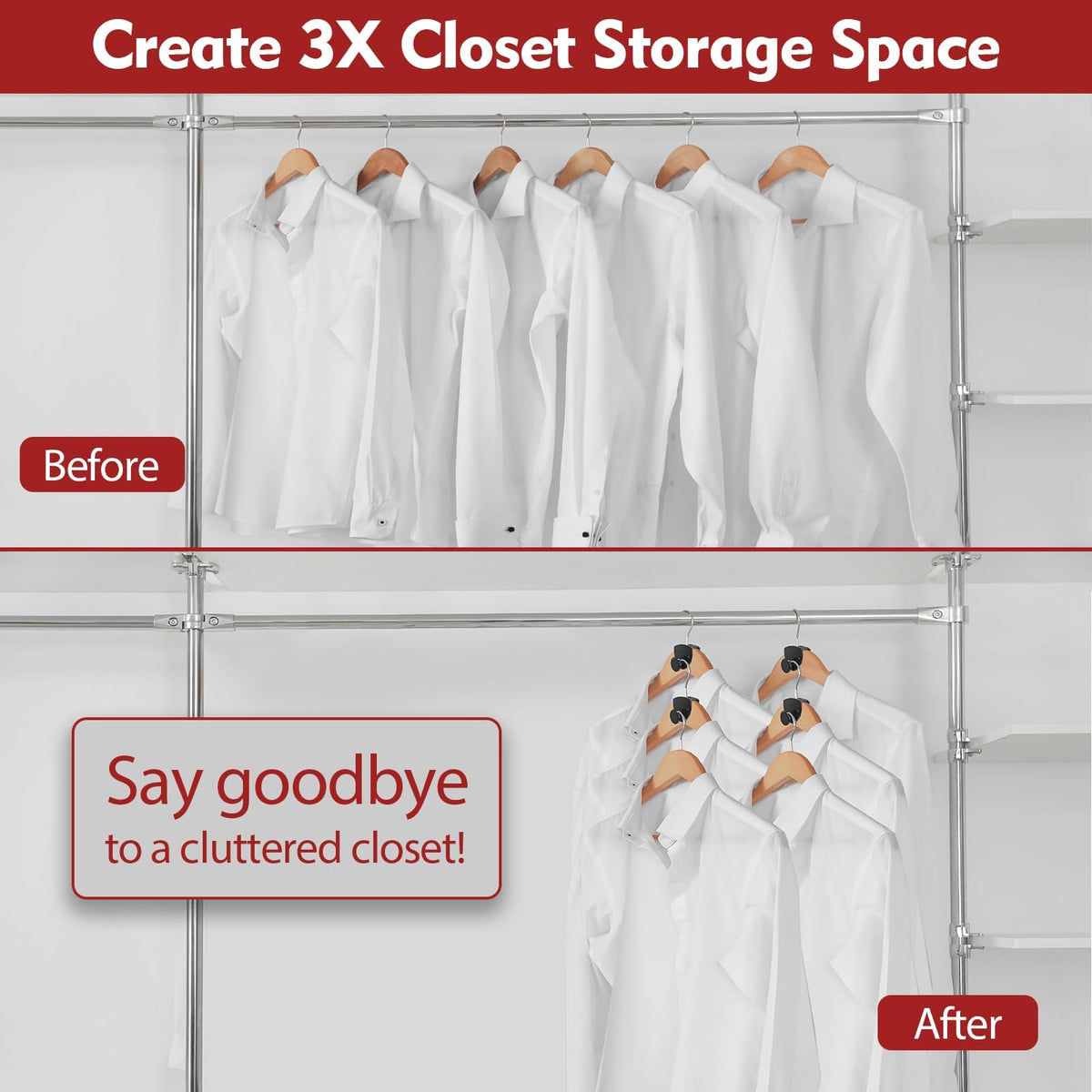 Space Saving Hangers 20Pcs, Upgrade 40LbMax Heavy Duty Hanger Hooks Space Saver for Clothes, Hanger Connector Hooks