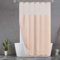 Jolof Store Pink Waffle Weave Shower Curtain with Snap-in Liner & Hooks