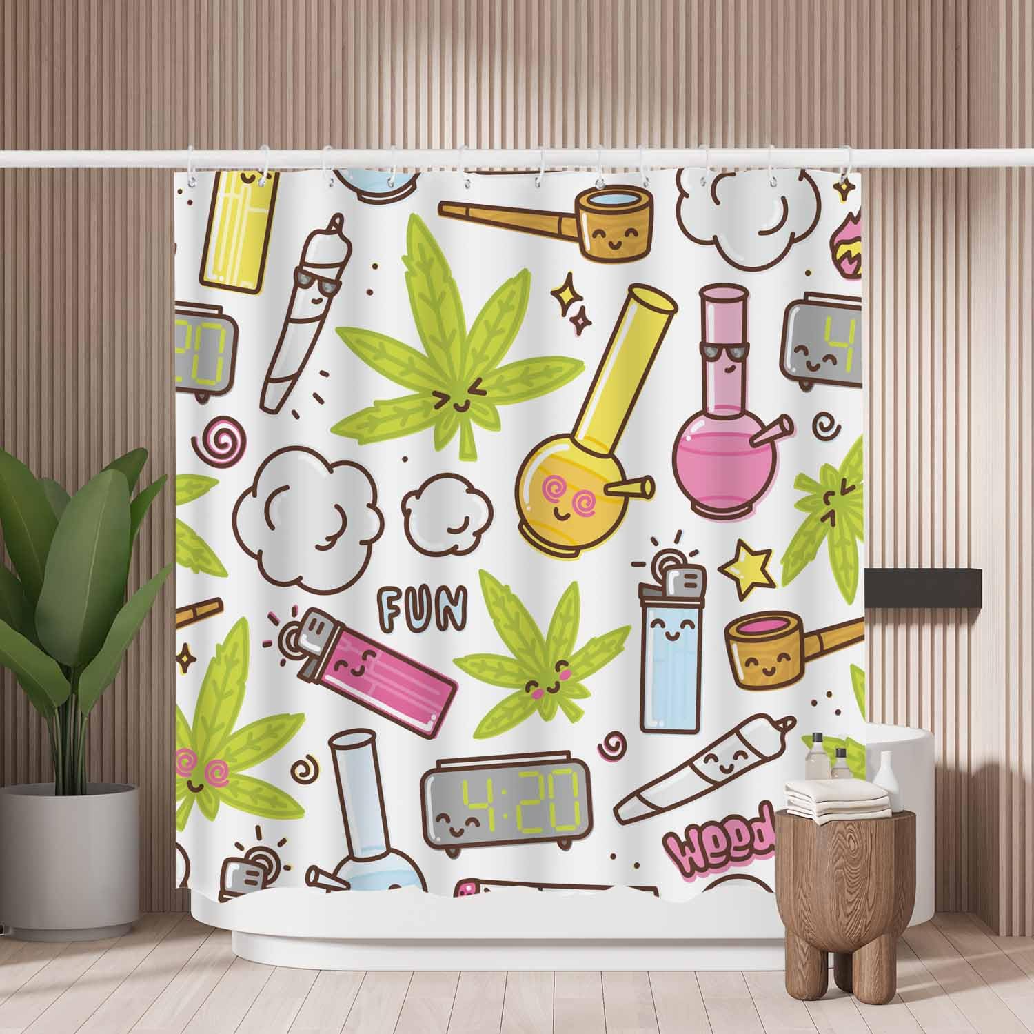 Woutay Cartoon Shower Curtain – Waterproof Mold Resistant Polyester 180x180cm