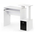 Furinno Econ Computer Writing Desk with Storage Bin – White/Black