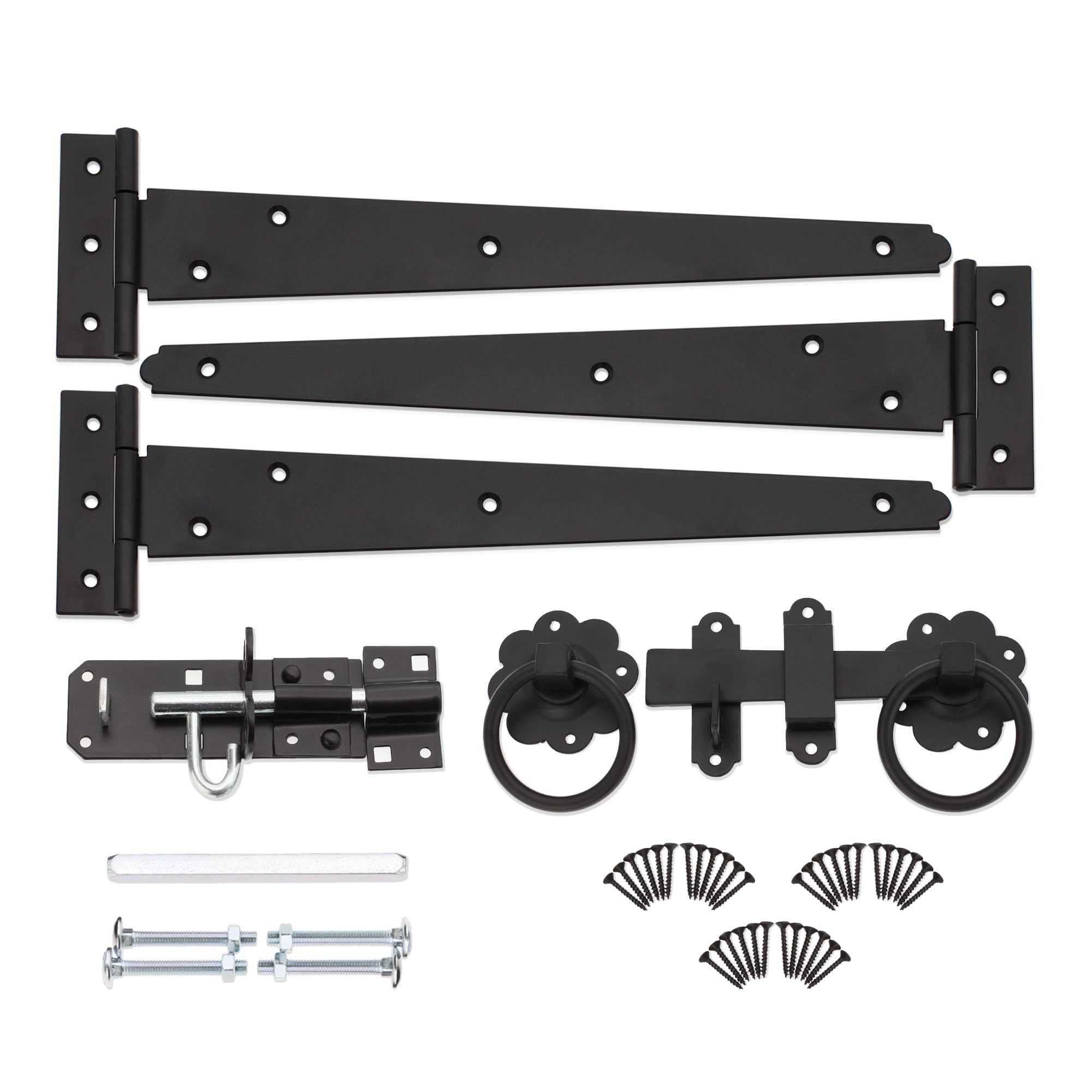 Infinity Decor 12-Inch Garden Gate Kit | Tee Hinges & Latch | Black
