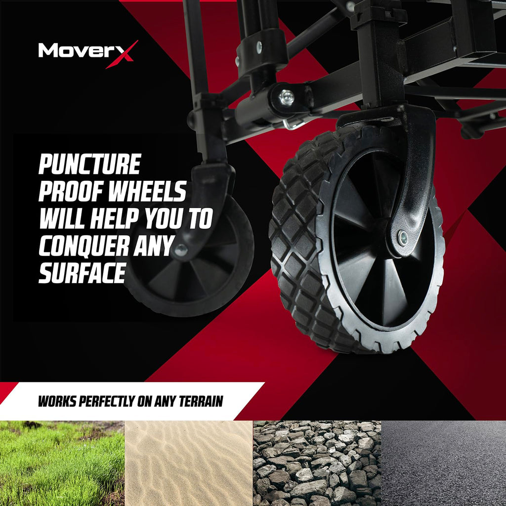 MoverX 70L Folding Festival Trolley | All-Terrain Camping Wagon - Black