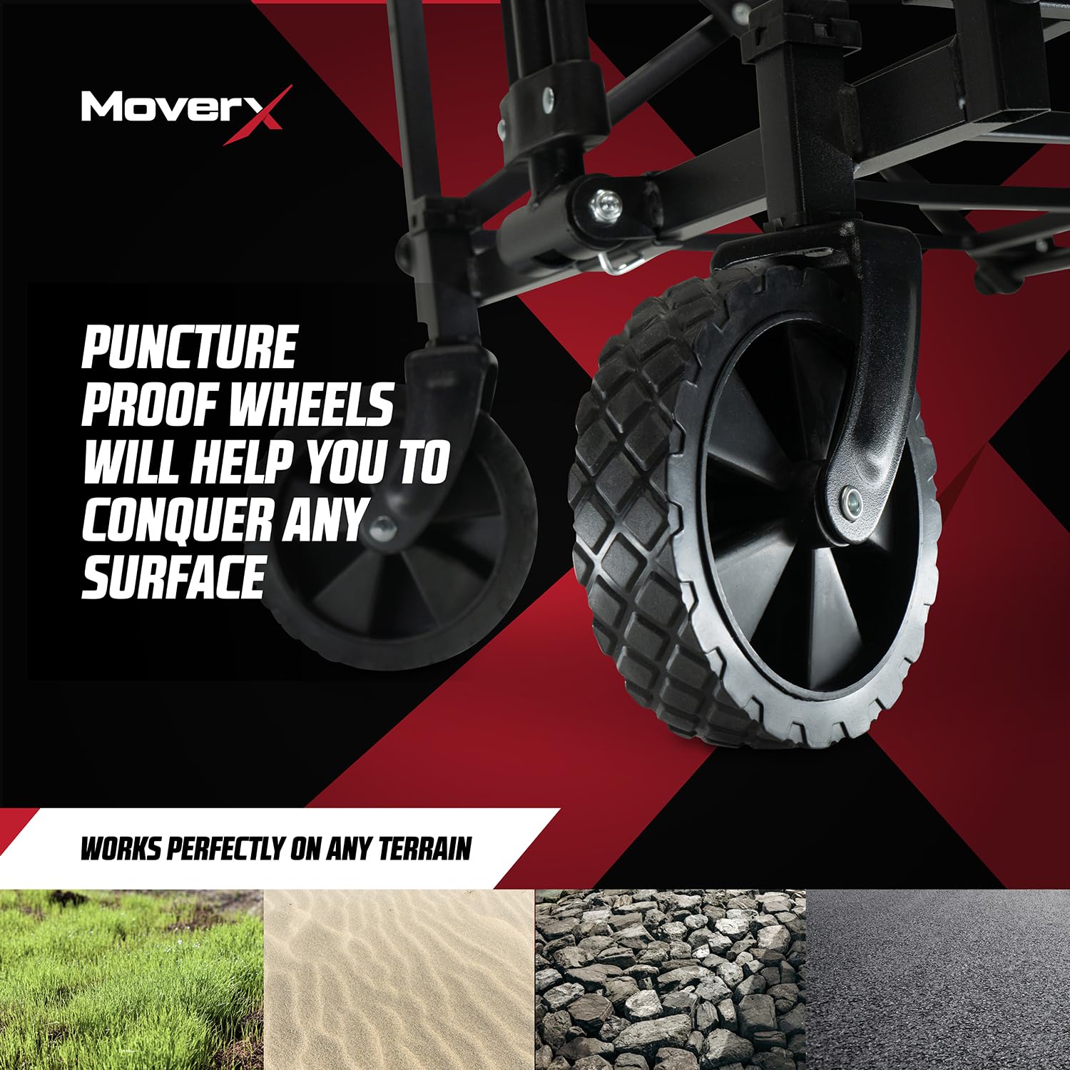 MoverX 70L Folding Festival Trolley | All-Terrain Camping Wagon - Black