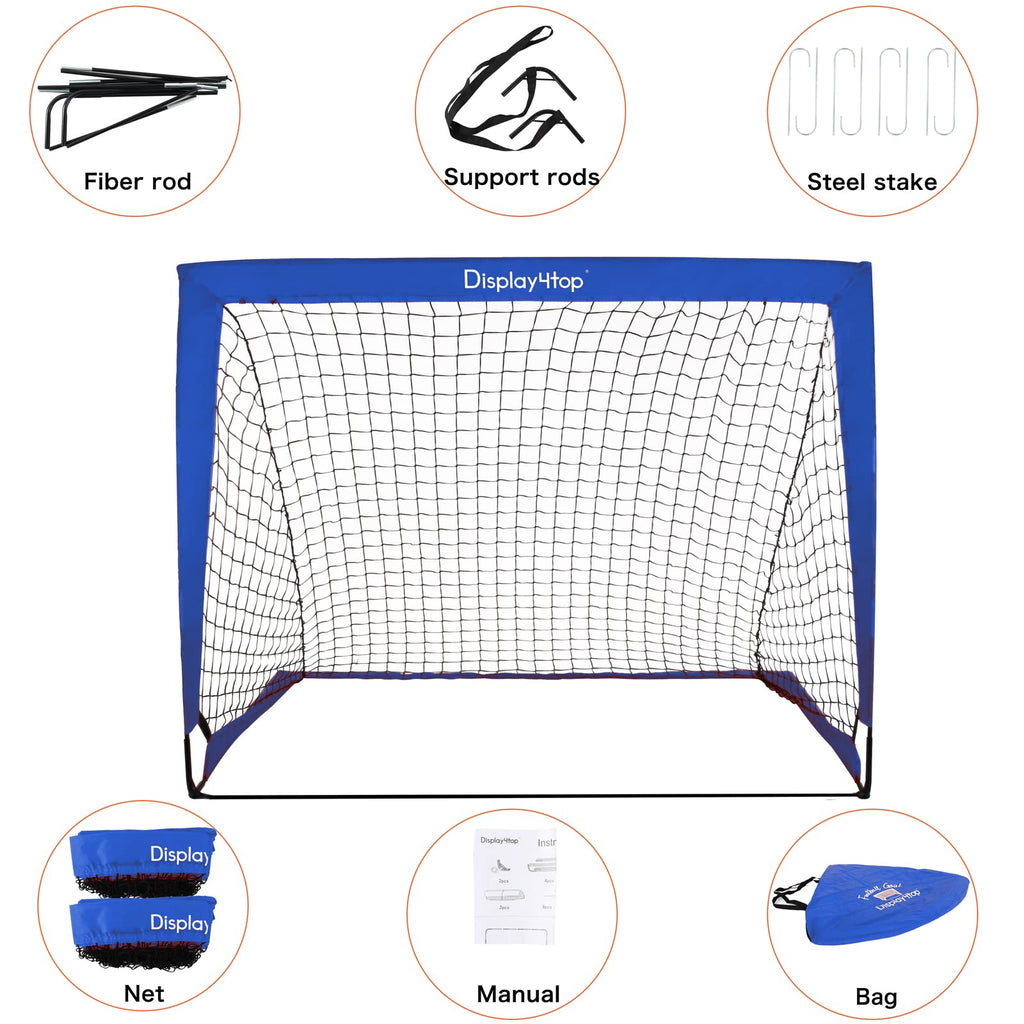 Display4top Set of 2 Pop-up Football Goals – Foldable Kids Soccer Nets