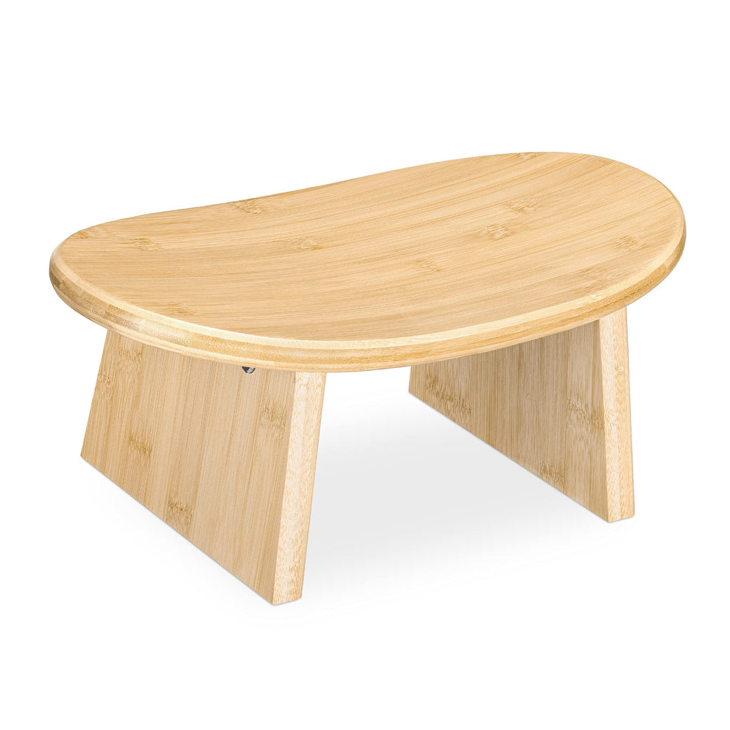 Navaris Bamboo Meditation Stool – Angled Ergonomic Yoga Bench, Light Brown