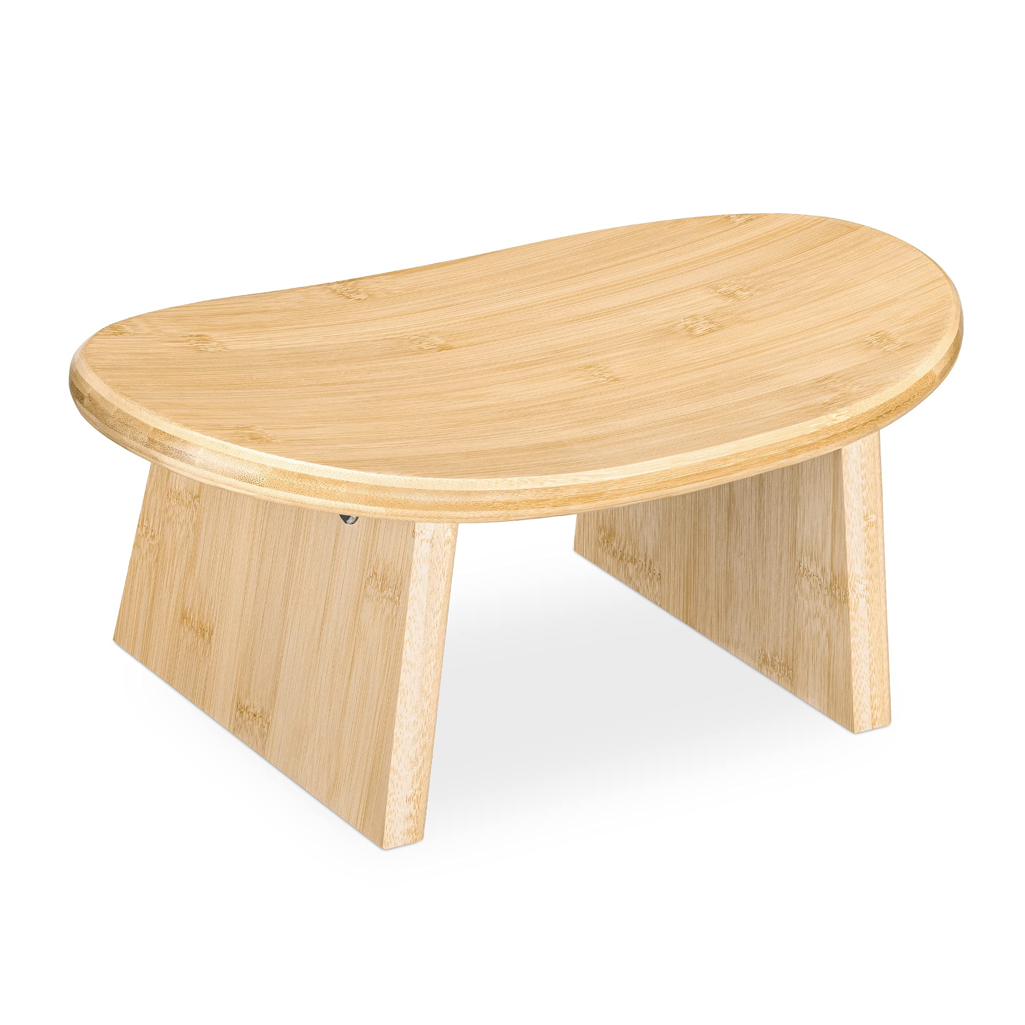Navaris Bamboo Meditation Stool – Angled Ergonomic Yoga Bench, Light Brown