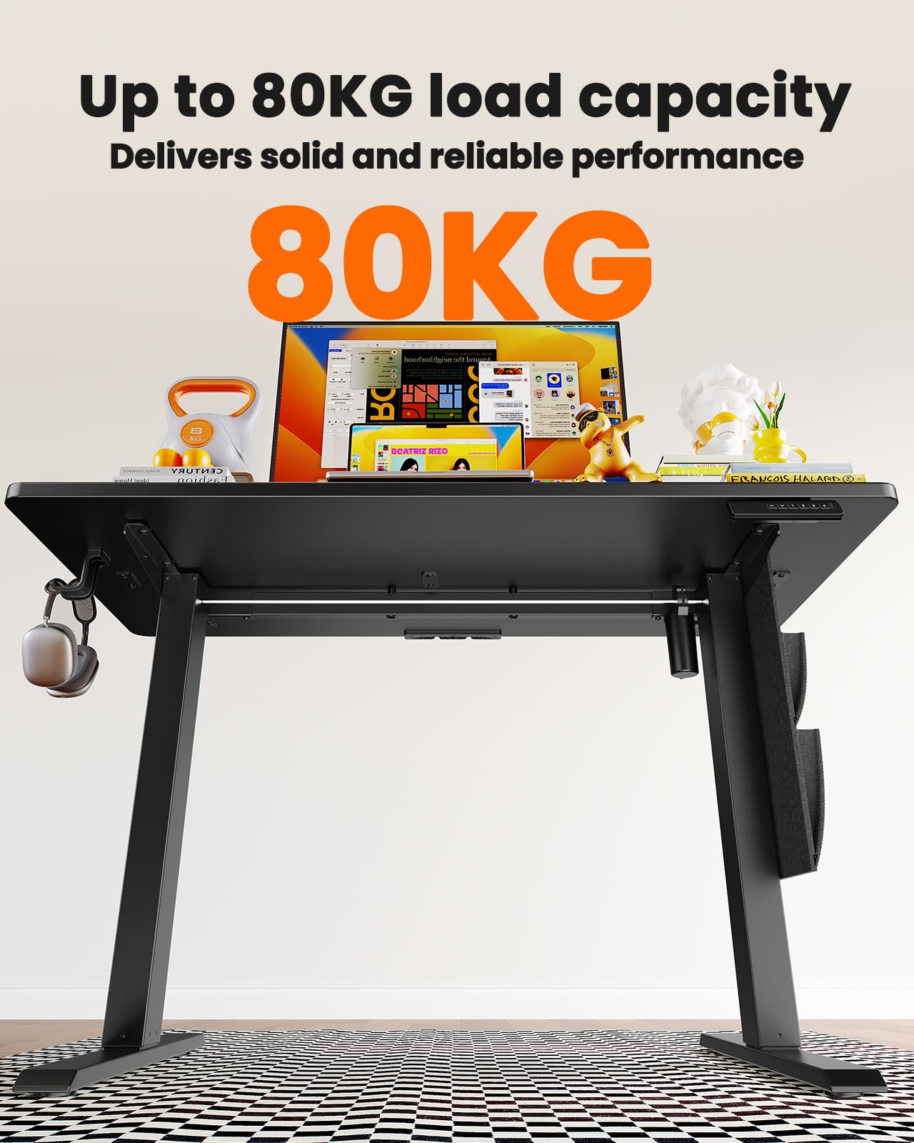 ErGear Electric Standing Desk – 100x60cm Height Adjustable Sit Stand Desk