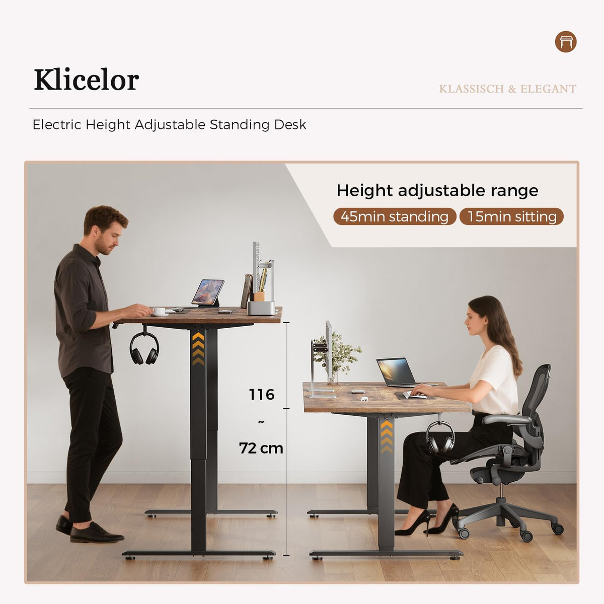 Klicelor Height Adjustable Electric Desk, 2 Memory Buttons, 120x80cm - image 2