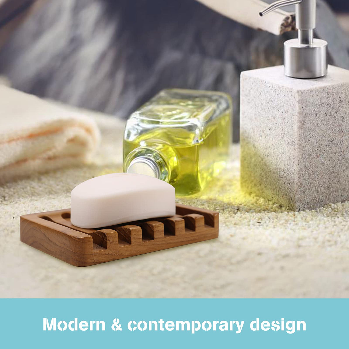HTB Teak Soap Dish 1PC, Self-Draining Soap Bar Holder for The Shower - image 5
