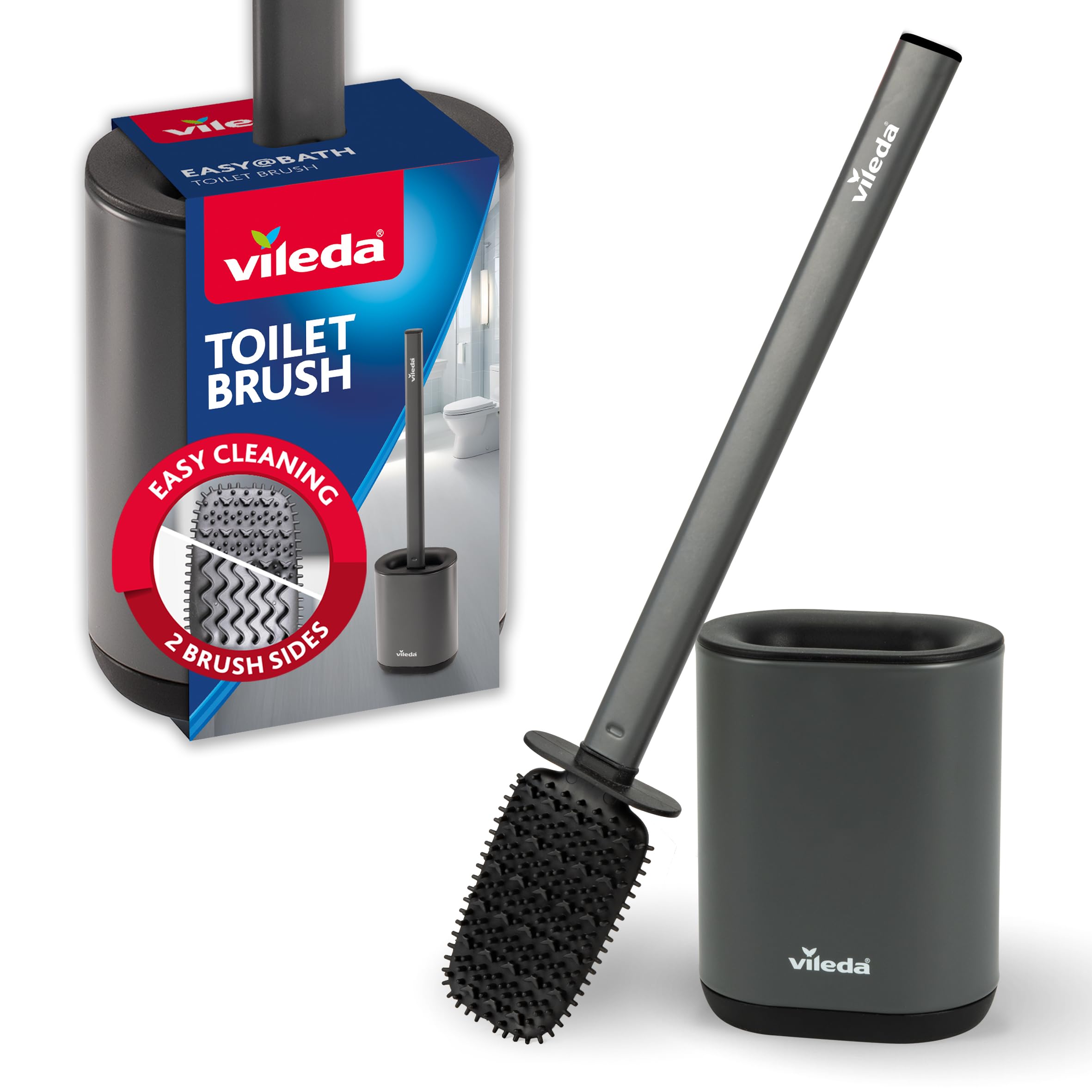 Vileda Toilet Brush – Stainless Steel & Silicone 2-in-1 Cleaning Tool