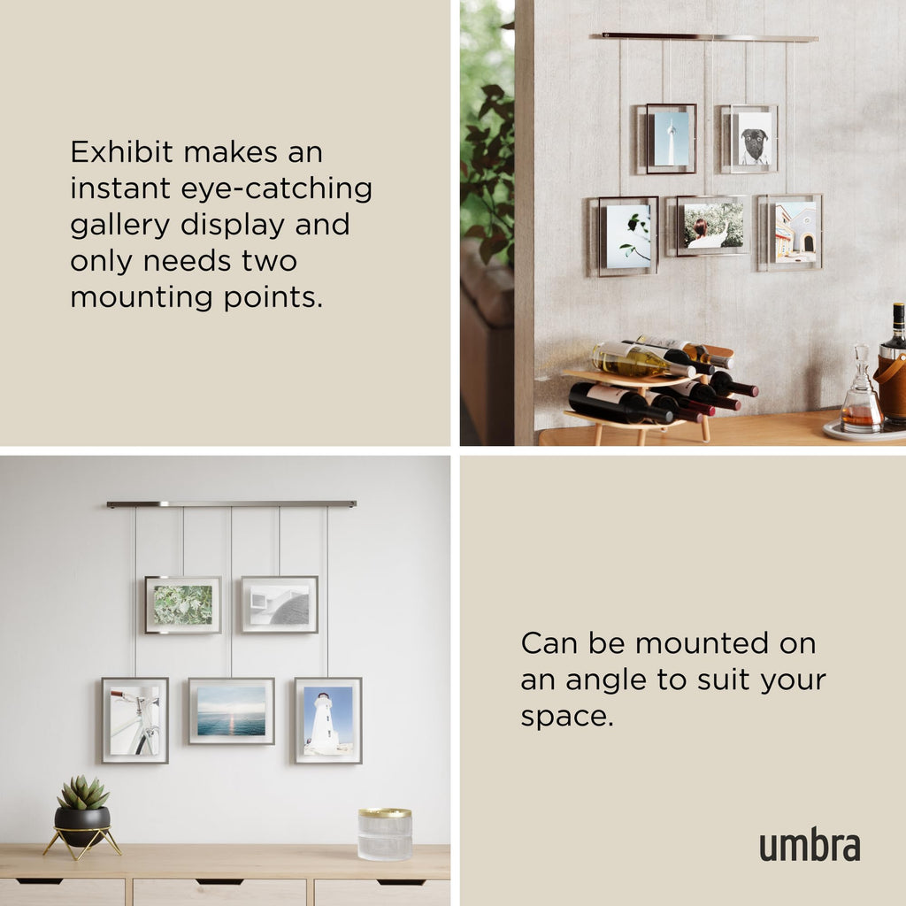 Umbra Exhibit Gallery Wall Frame Set - 5 Piece Modern Photo Display, Chrome